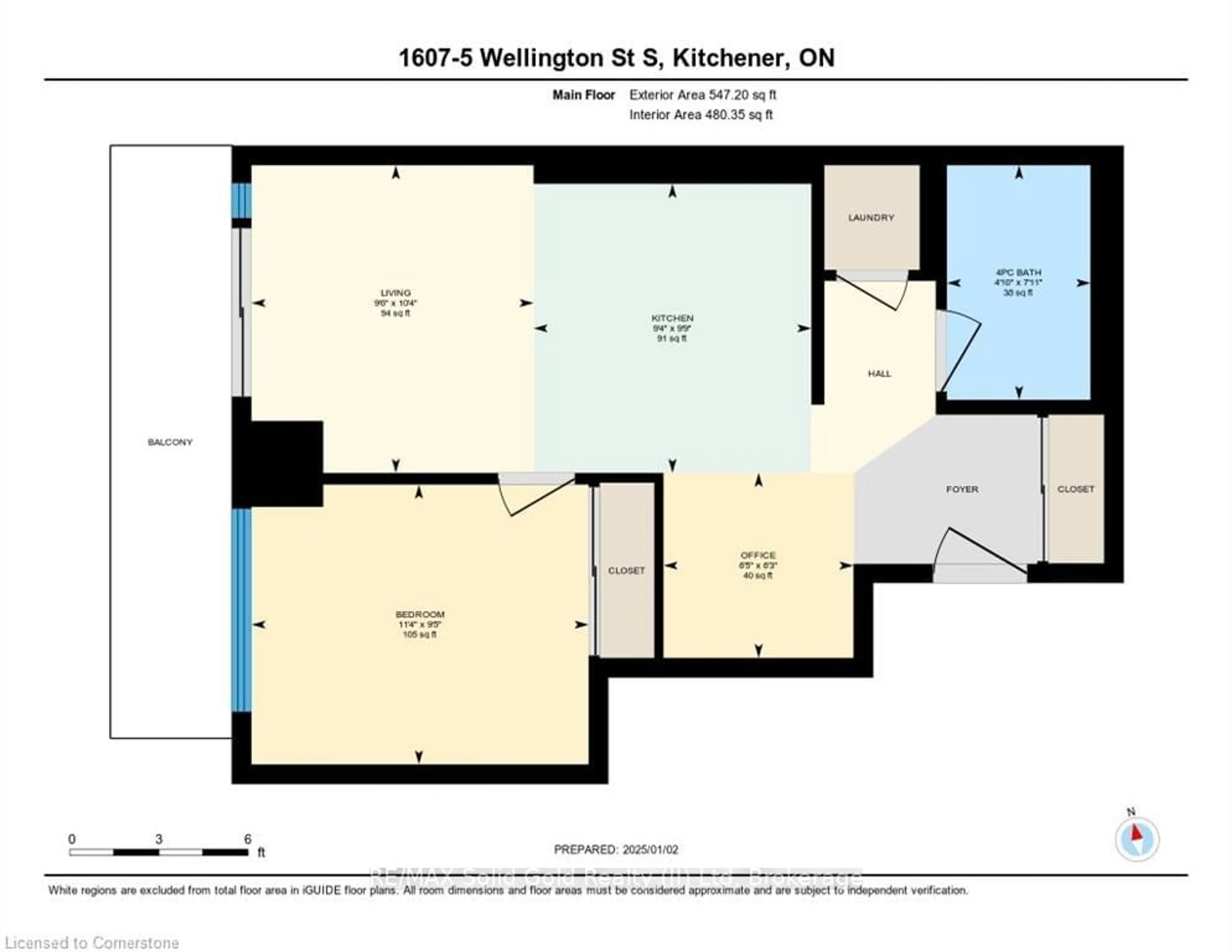 Floor plan for 5 Wellington St #1607, Kitchener Ontario N3H 2E6