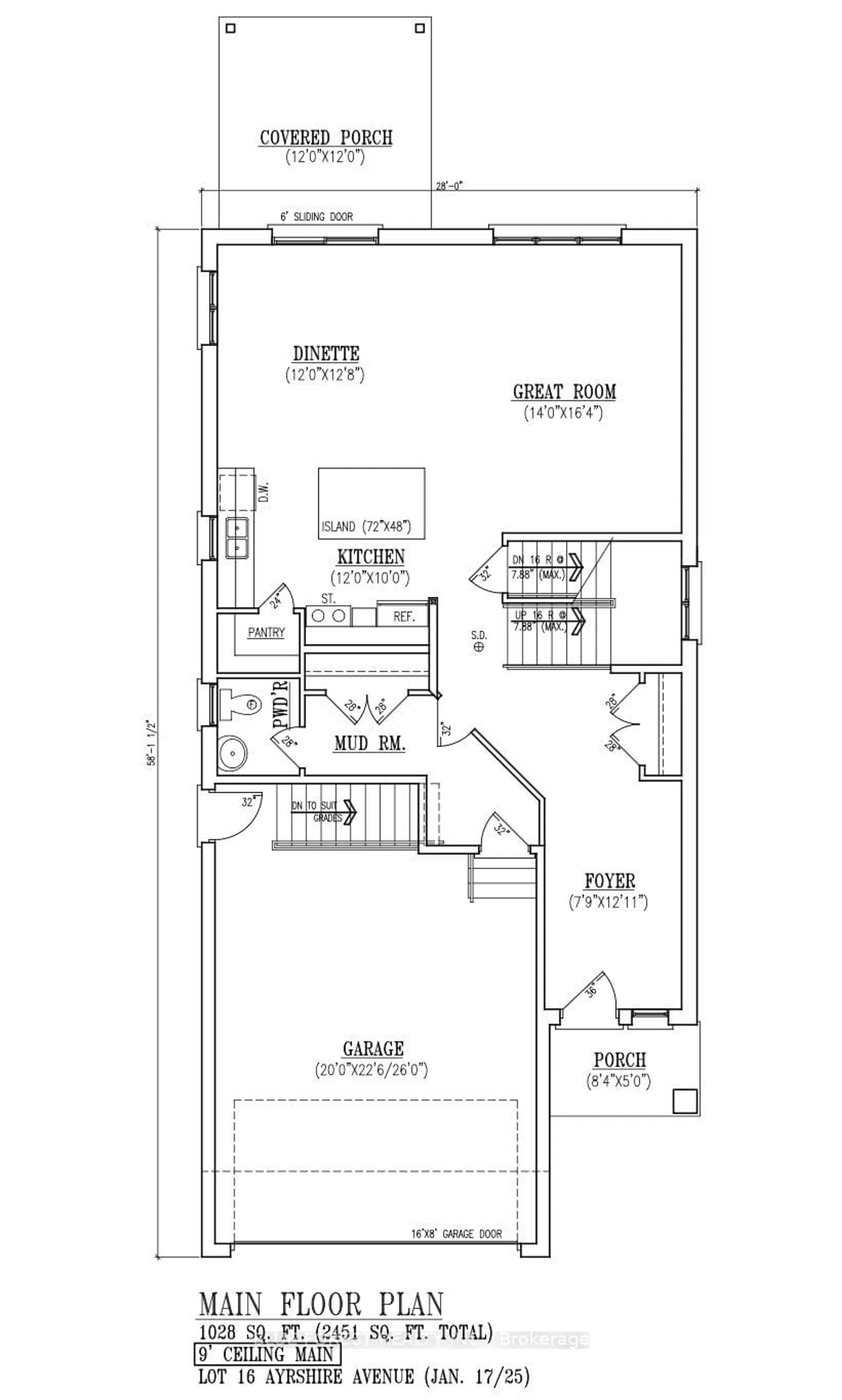 Floor plan for Lot 16 Ayrshire Ave, London Ontario N6P 0J5