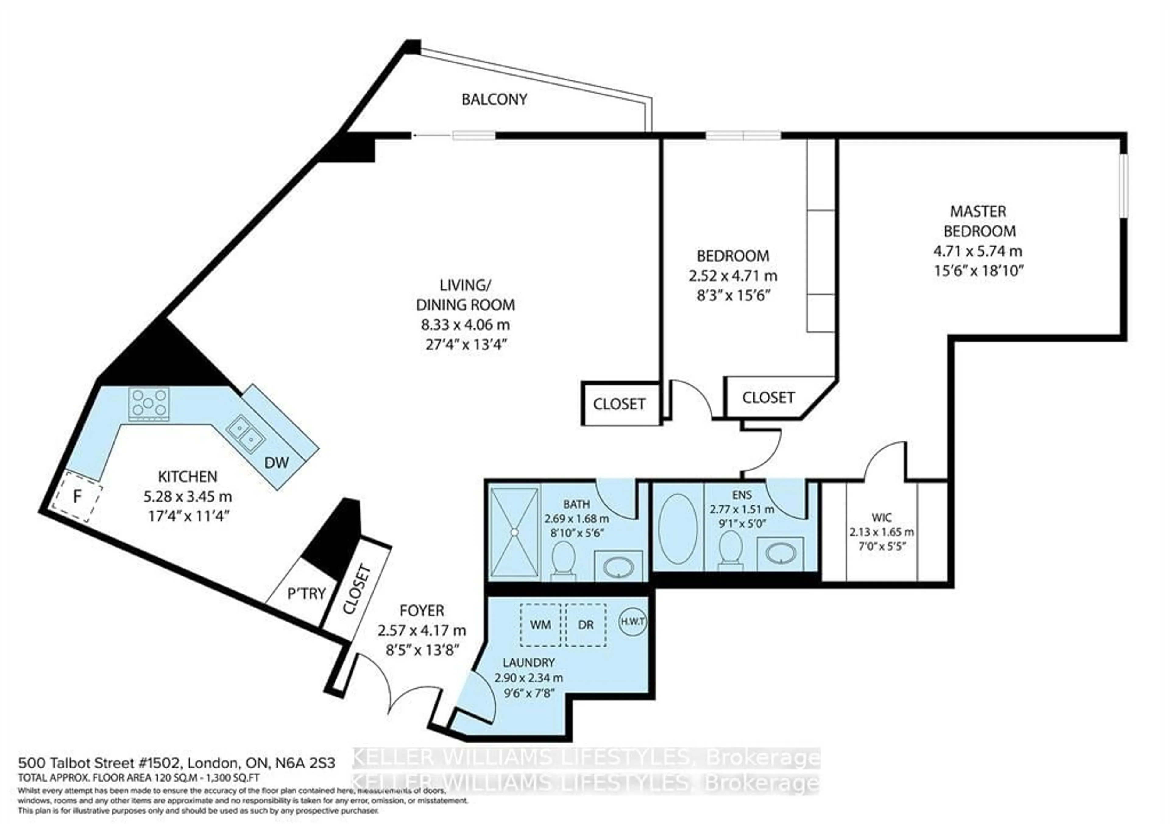 Floor plan for 500 TALBOT St #1502, London Ontario N6A 2S3