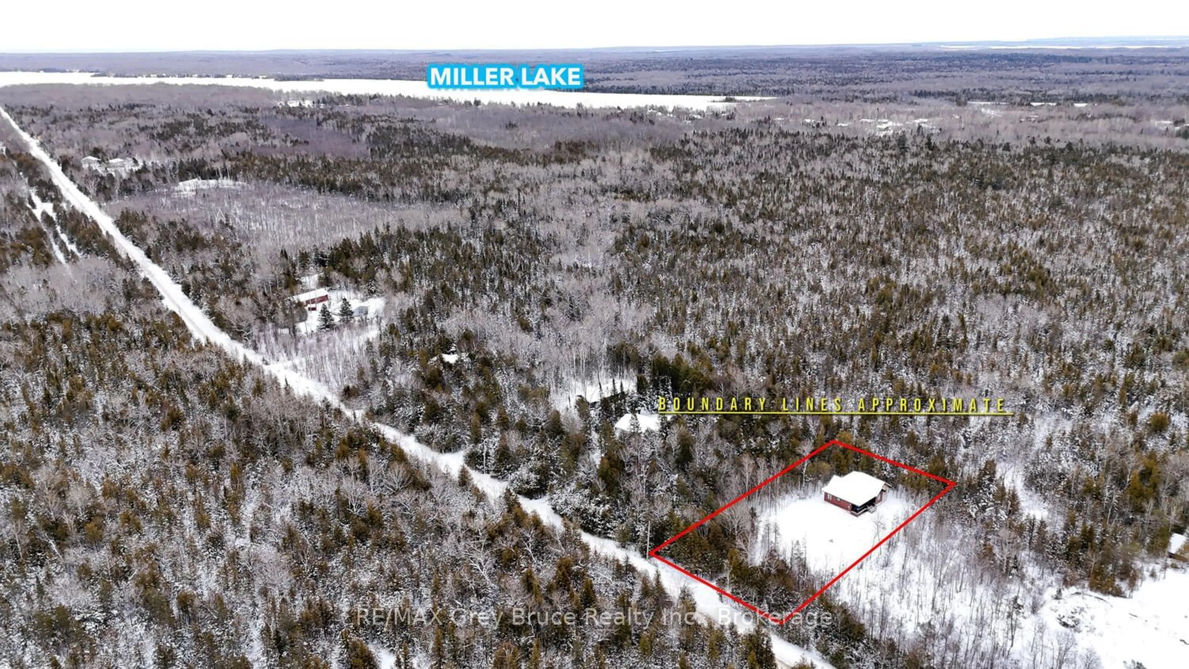 A pic from outside/outdoor area/front of a property/back of a property/a pic from drone, water/lake/river/ocean view for 10 Miller Lake Rd, Northern Bruce Peninsula Ontario N0H 1Z0