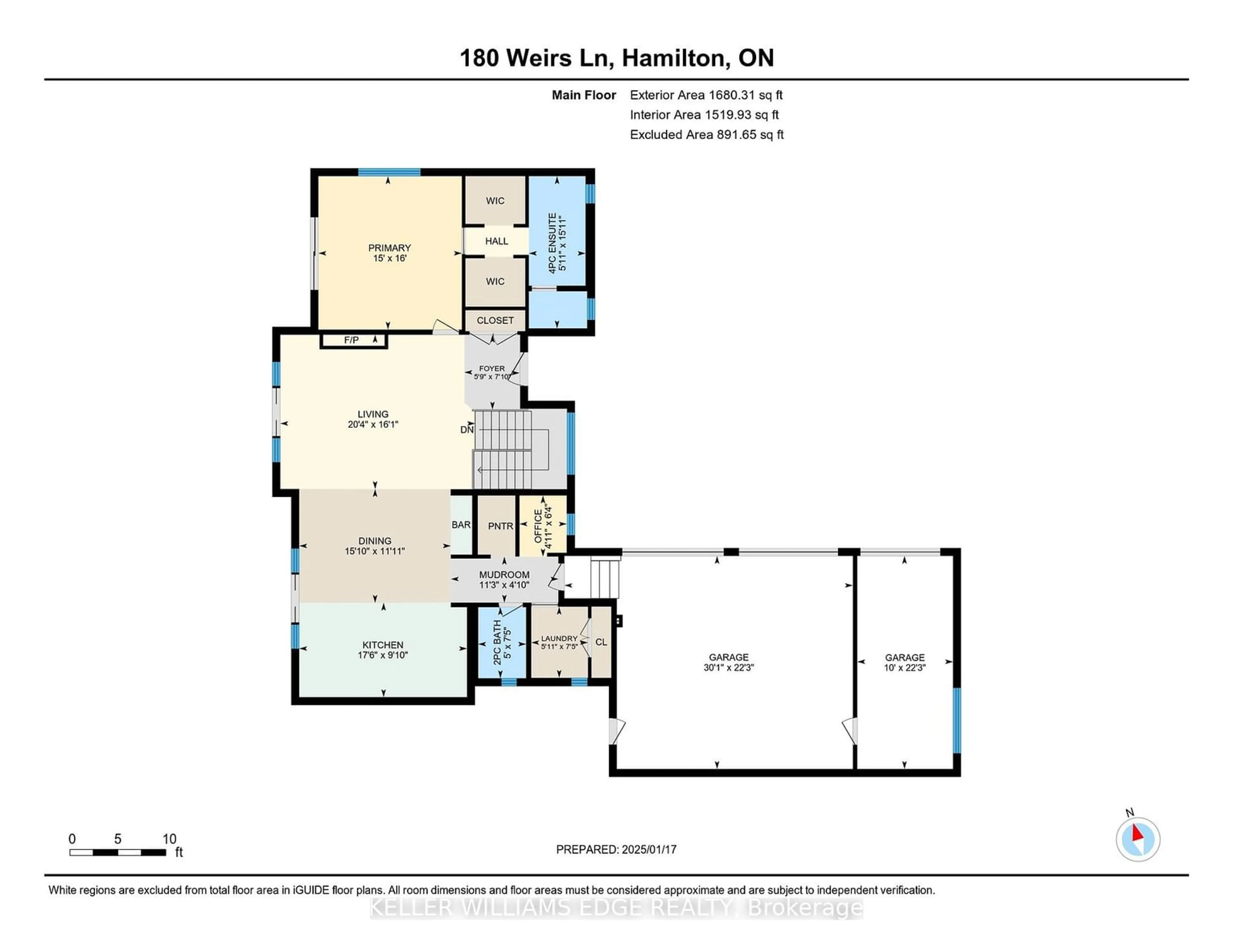 Floor plan for 180 Weirs Lane, Hamilton Ontario L9H 5E1