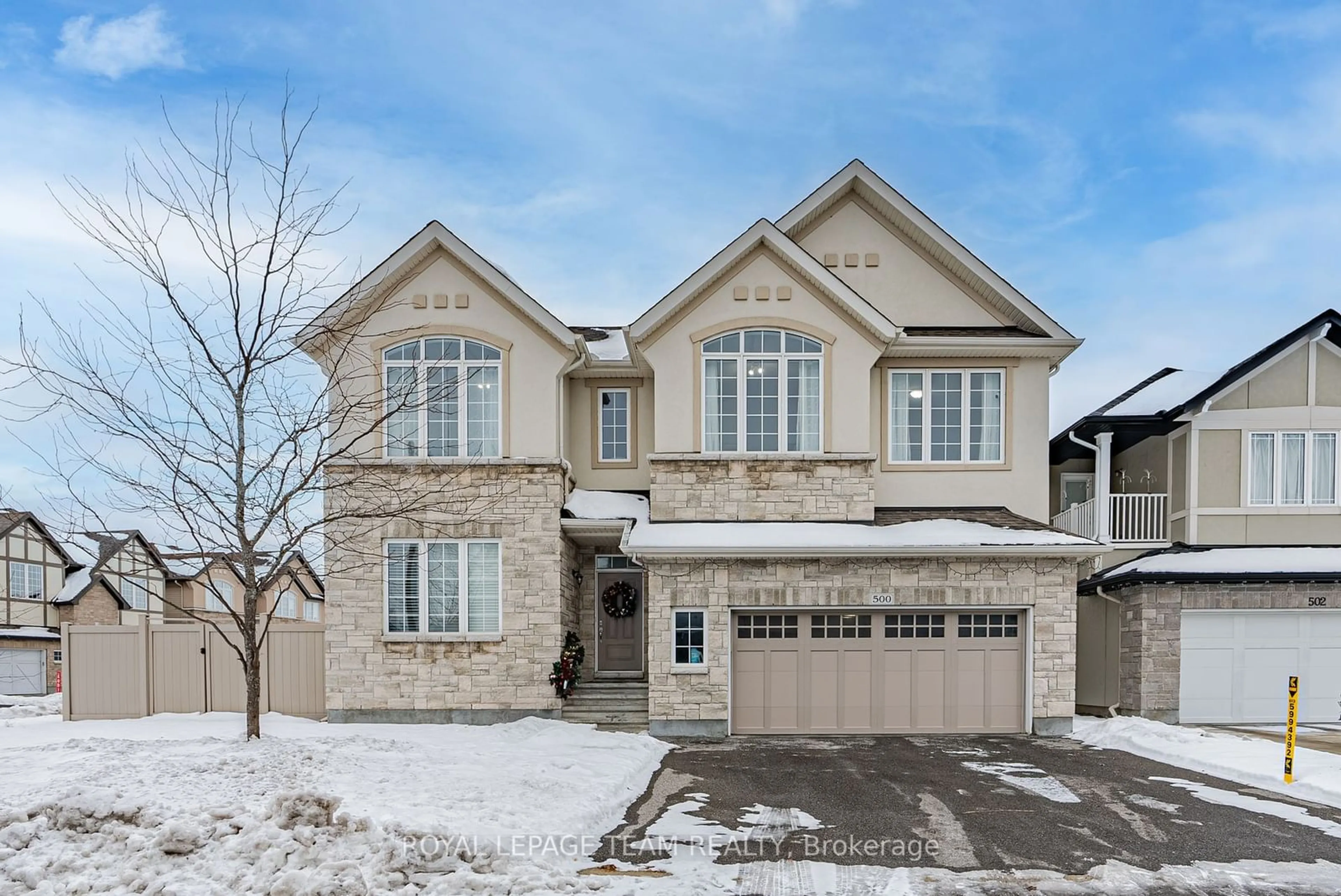 Home with brick exterior material, street for 500 Breccia Hts, Kanata Ontario K2T 0L6