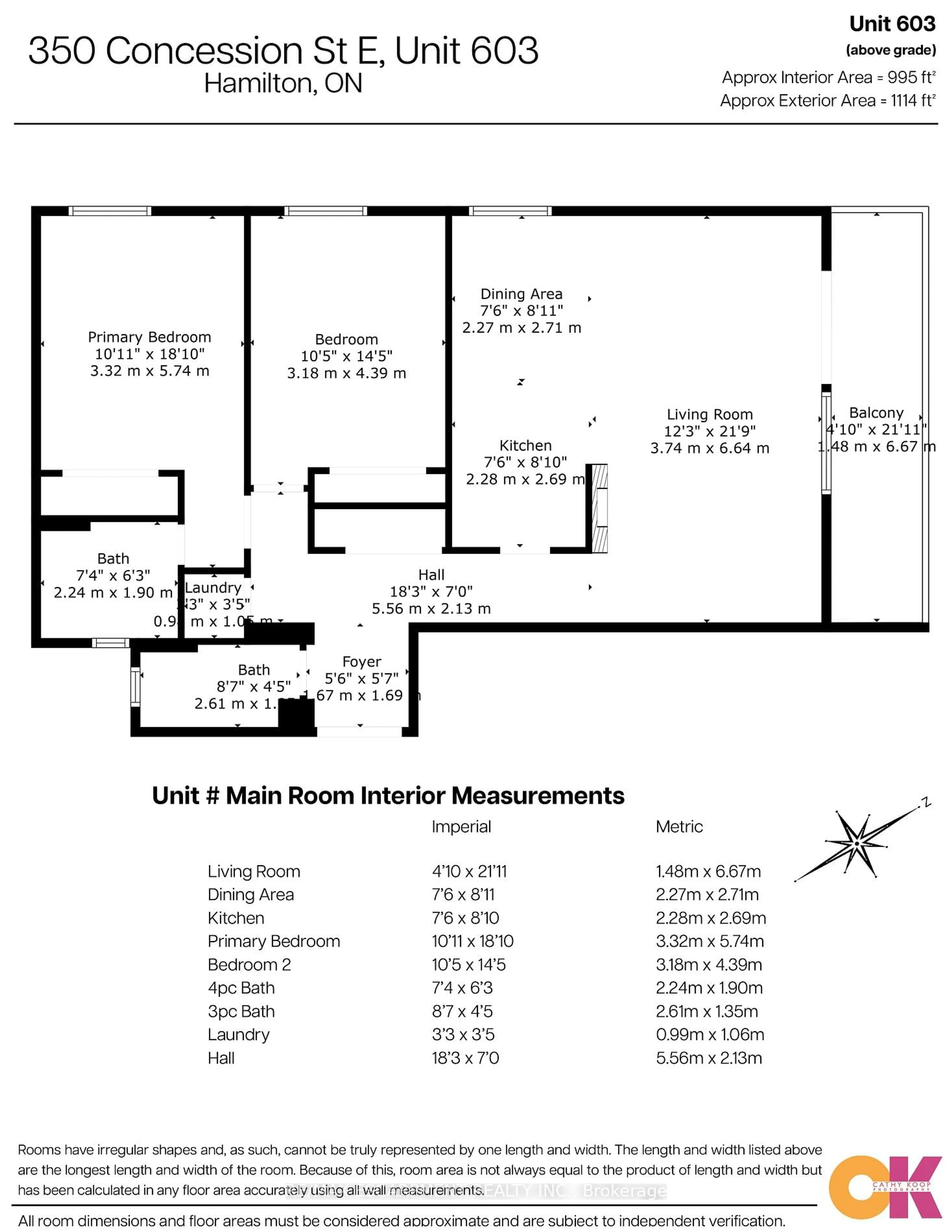 Floor plan for 350 CONCESSION St #603, Hamilton Ontario L9A 1B6