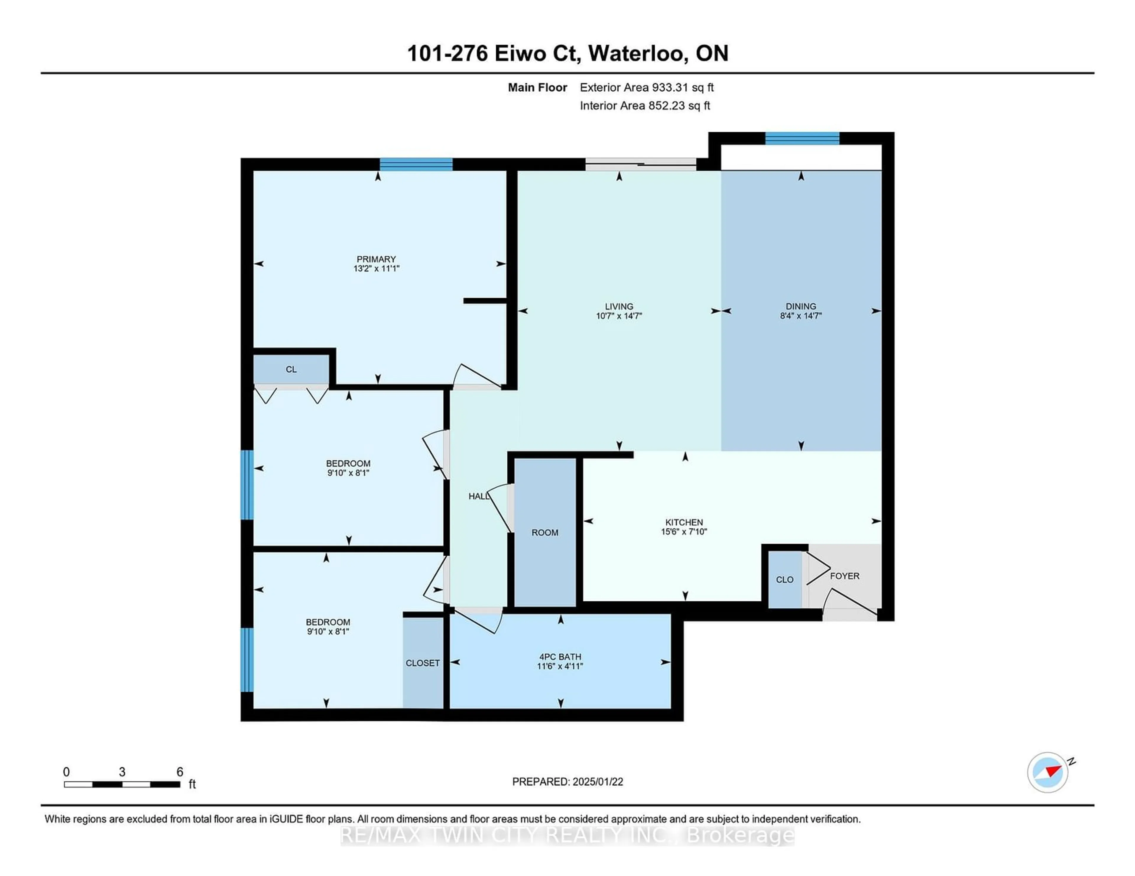 Floor plan for 276 Eiwo Crt #101, Waterloo Ontario N2K 3M6