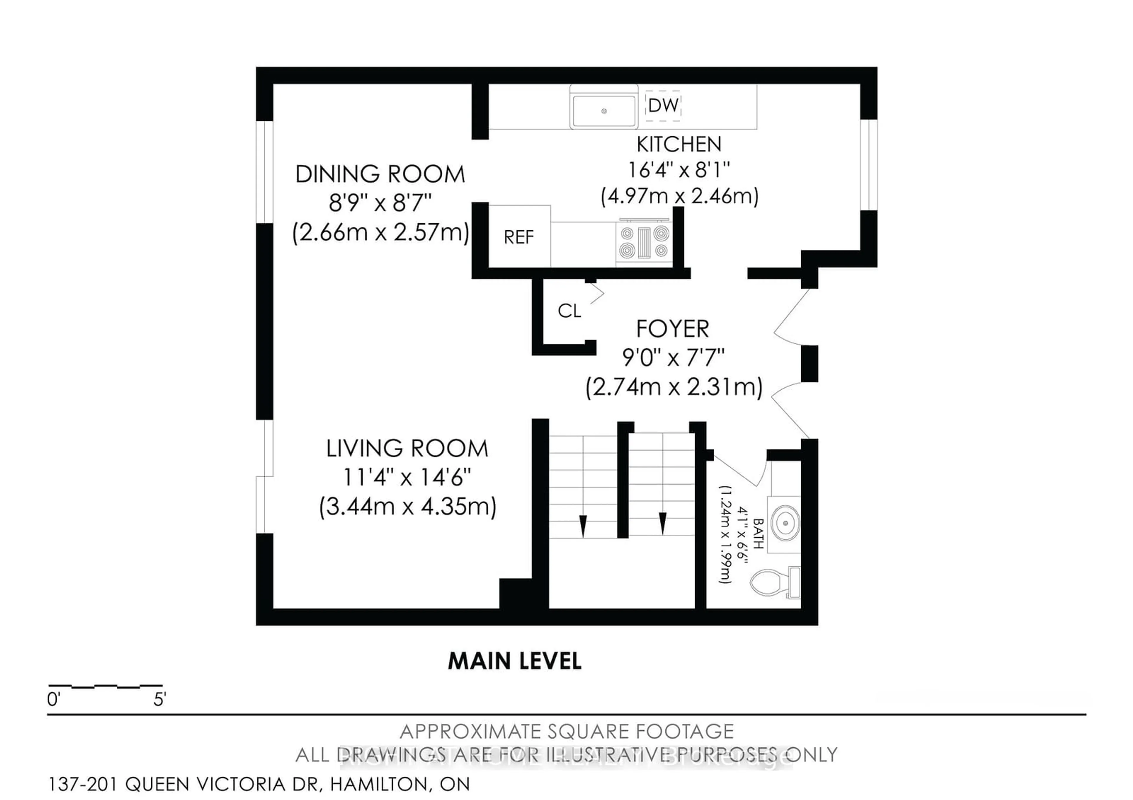 Floor plan for 201 Queen Victoria Dr #137, Hamilton Ontario L8W 1W7