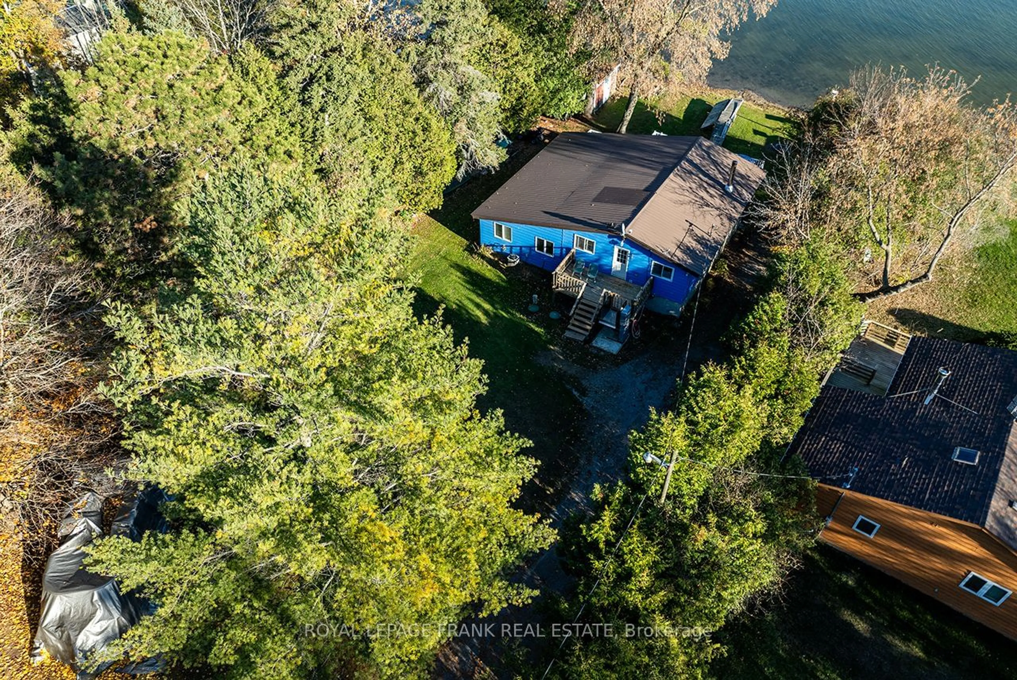 A pic from outside/outdoor area/front of a property/back of a property/a pic from drone, water/lake/river/ocean view for 121 Ball Point Rd, Kawartha Lakes Ontario K0M 2C0