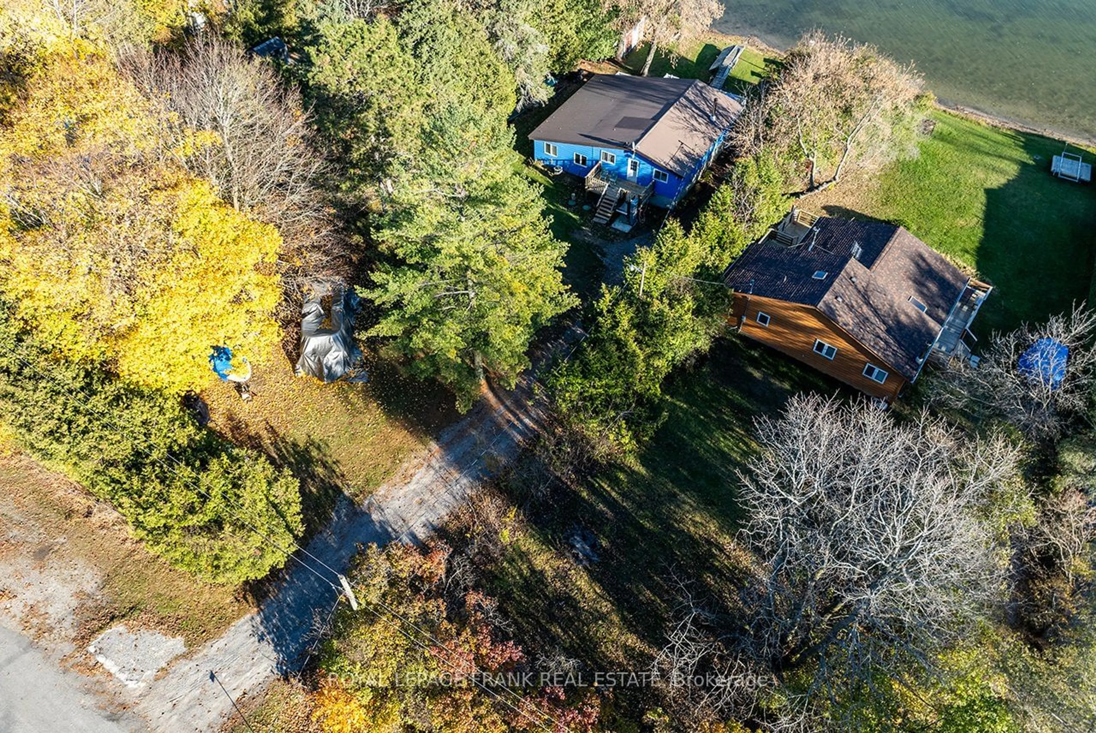 A pic from outside/outdoor area/front of a property/back of a property/a pic from drone, water/lake/river/ocean view for 121 Ball Point Rd, Kawartha Lakes Ontario K0M 2C0