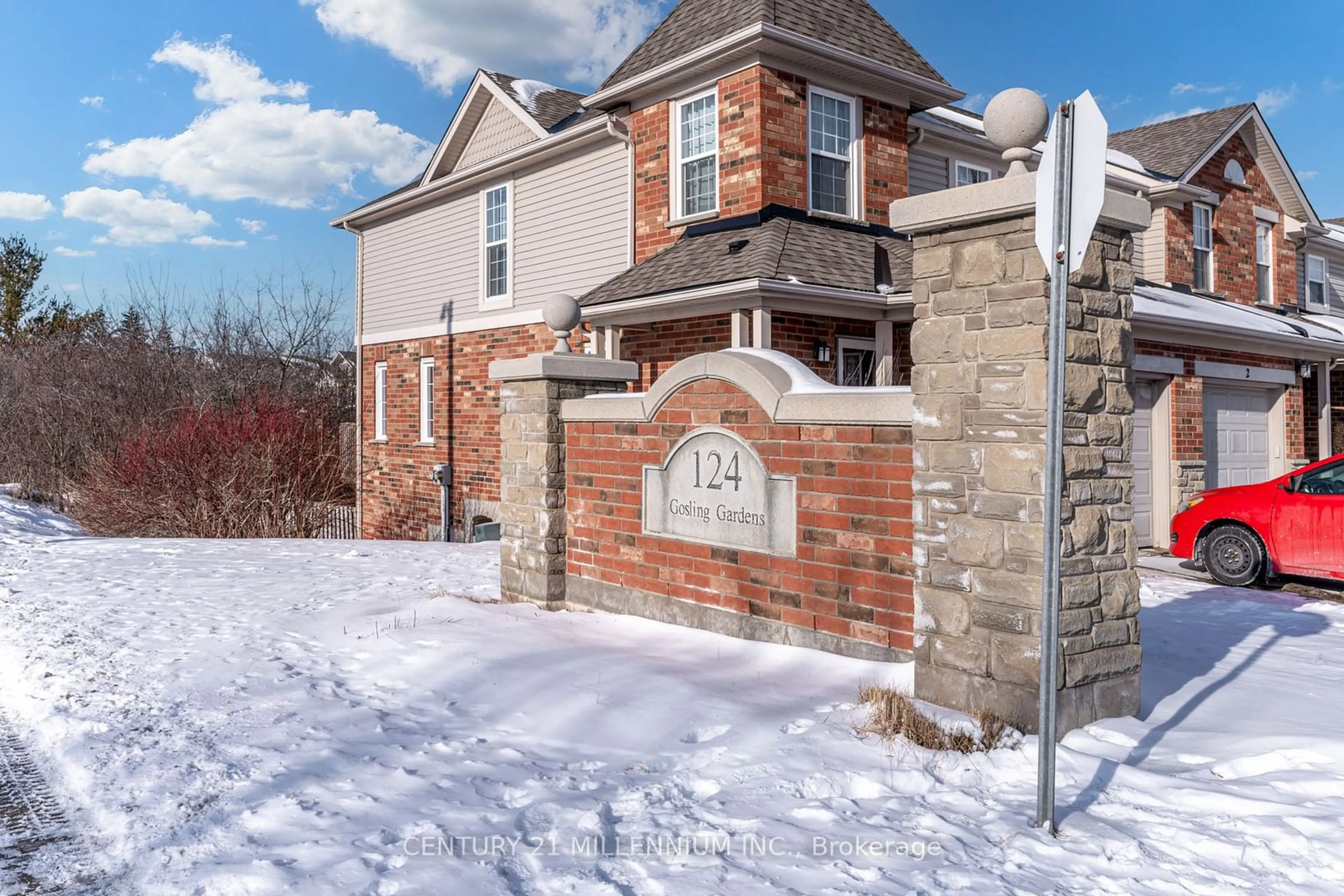 Home with brick exterior material, street for 124 Gosling Gdns #32, Guelph Ontario N1G 5K6