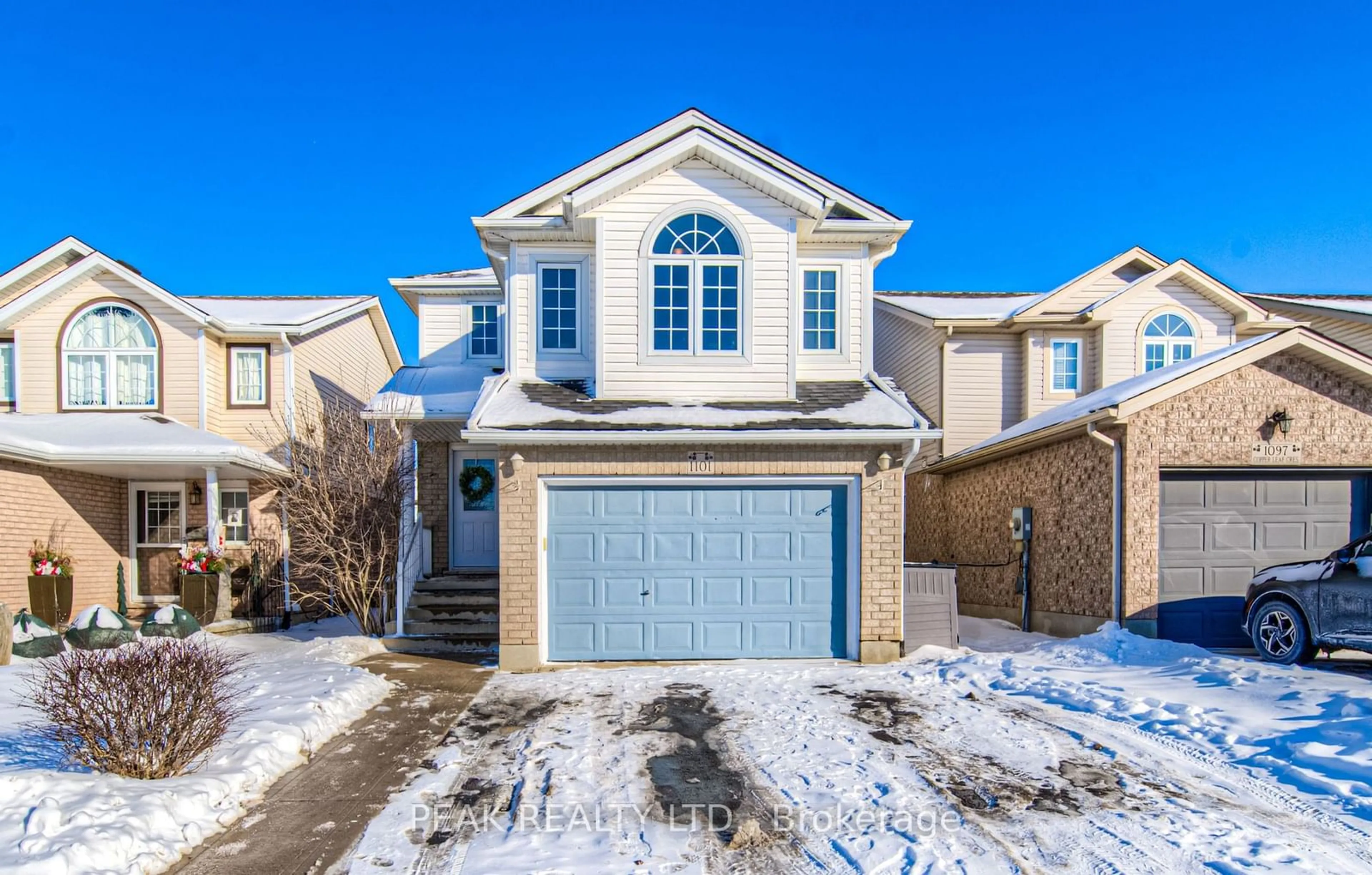 Home with vinyl exterior material, street for 1101 Copper Leaf Cres, Kitchener Ontario N2E 3W4