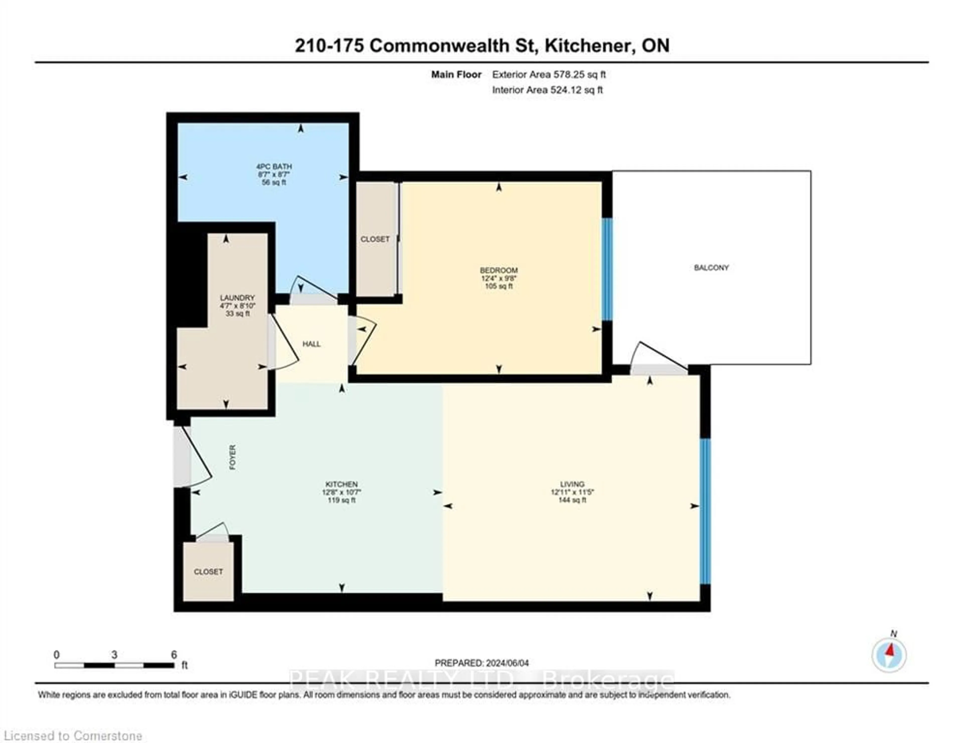 Floor plan for 175 COMMONWEALTH St #210, Kitchener Ontario N2E 0H4