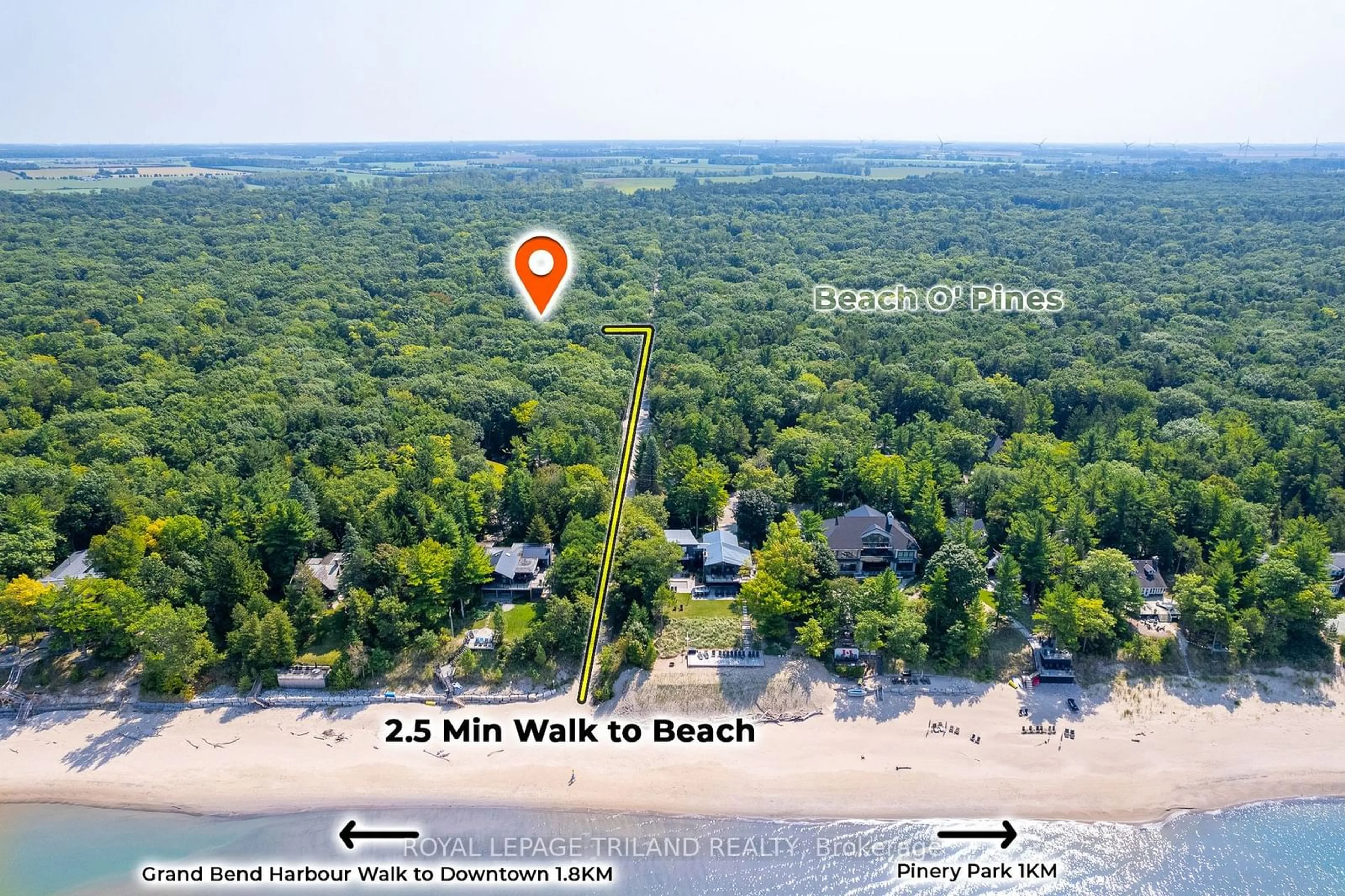 A pic from outside/outdoor area/front of a property/back of a property/a pic from drone, water/lake/river/ocean view for 10342 Beach O' Pines Rd, Lambton Shores Ontario N0M 1T0