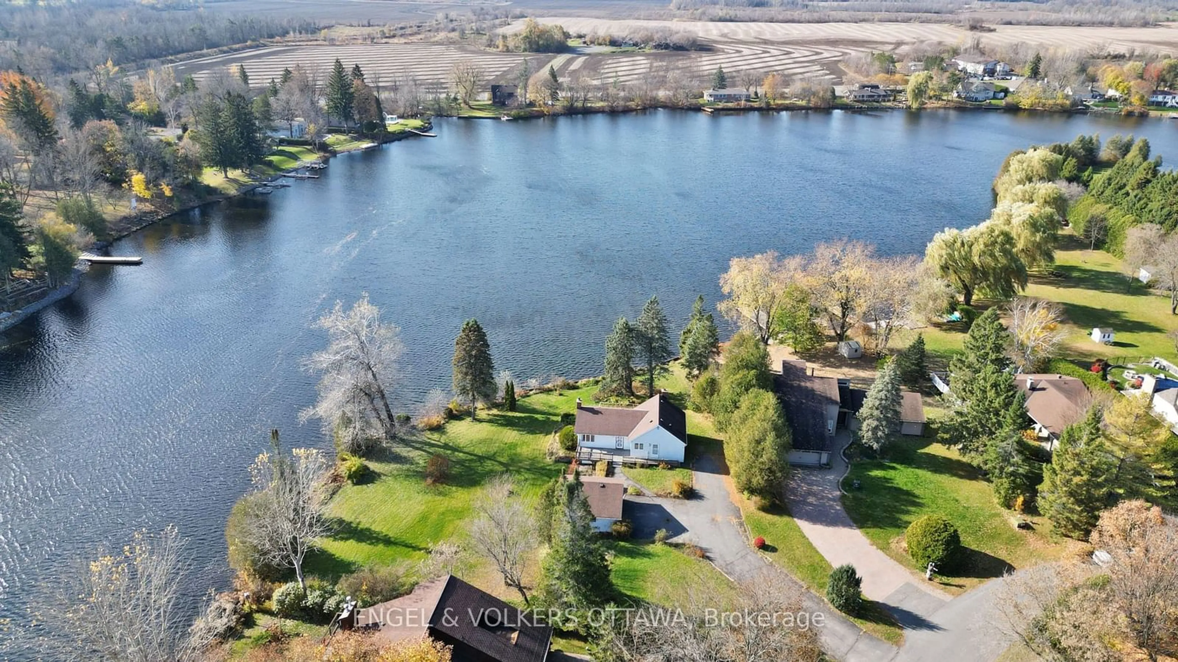 A pic from outside/outdoor area/front of a property/back of a property/a pic from drone, water/lake/river/ocean view for 5328 Kilby Lane, Manotick - Kars - Rideau Twp and Area Ontario K4M 1B4