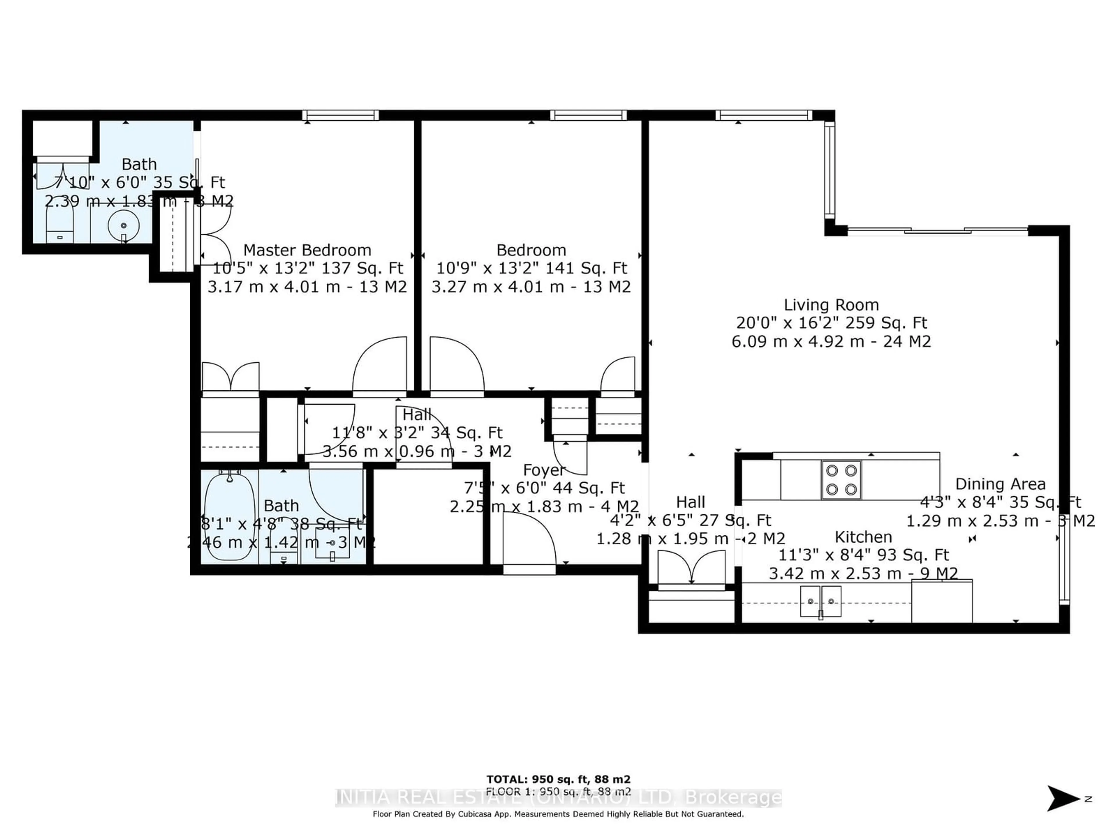 Floor plan for 127 Belmont Dr #807, London Ontario N6J 4J7