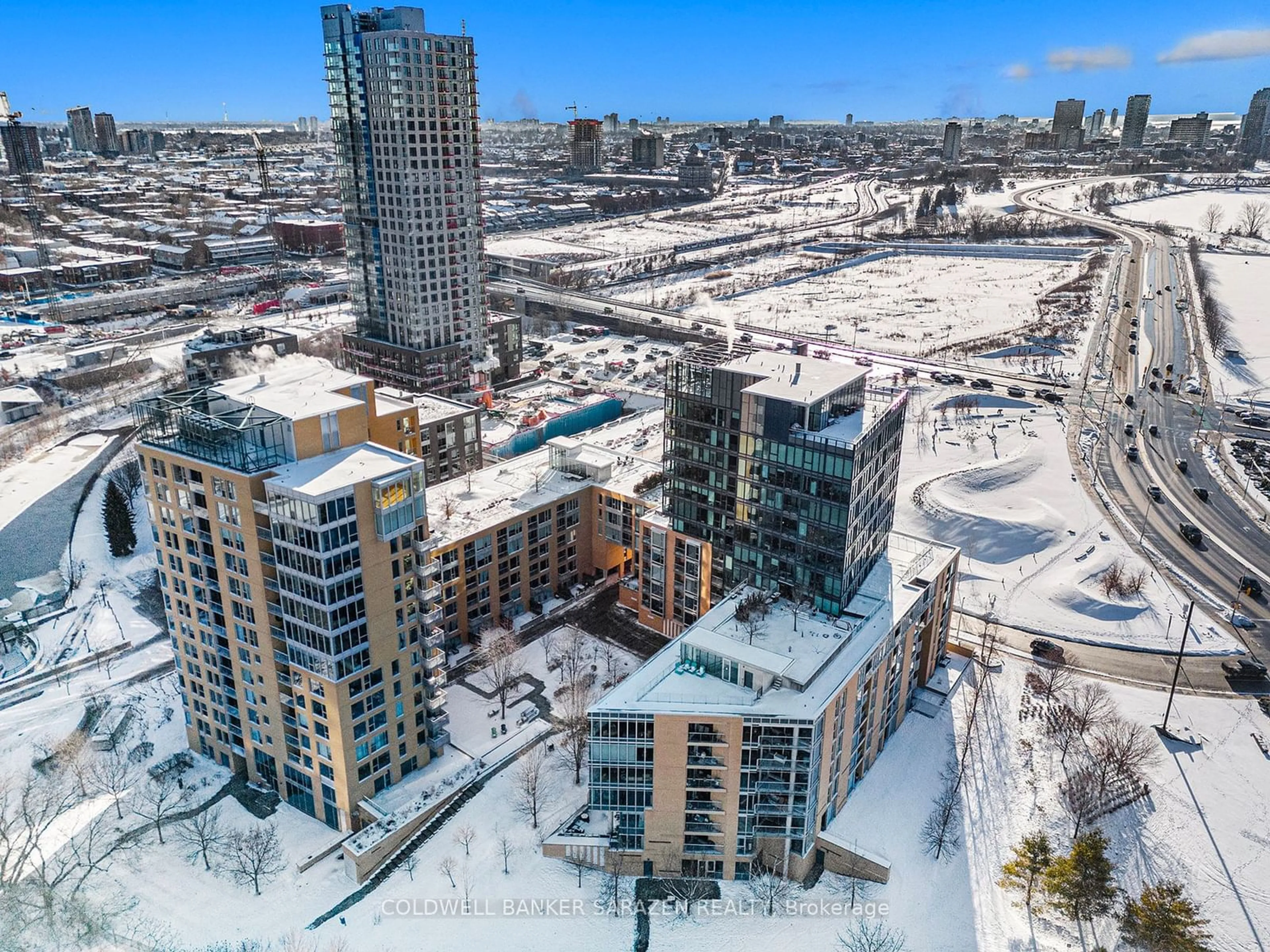 A pic from outside/outdoor area/front of a property/back of a property/a pic from drone, city buildings view from balcony for 250 Lett St #1301, Ottawa Ontario K1R 0A8