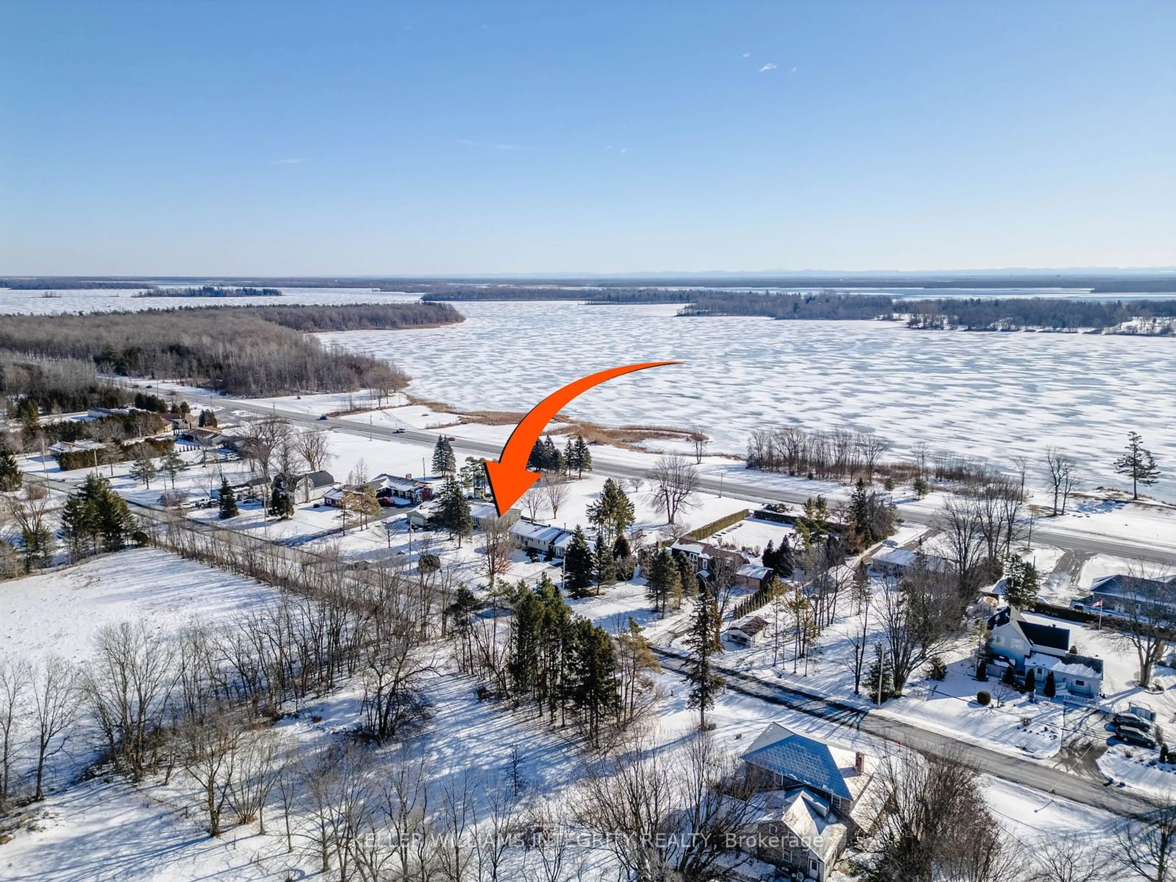 A pic from outside/outdoor area/front of a property/back of a property/a pic from drone, water/lake/river/ocean view for 15220 Colonial Dr, South Stormont Ontario K0C 1M0