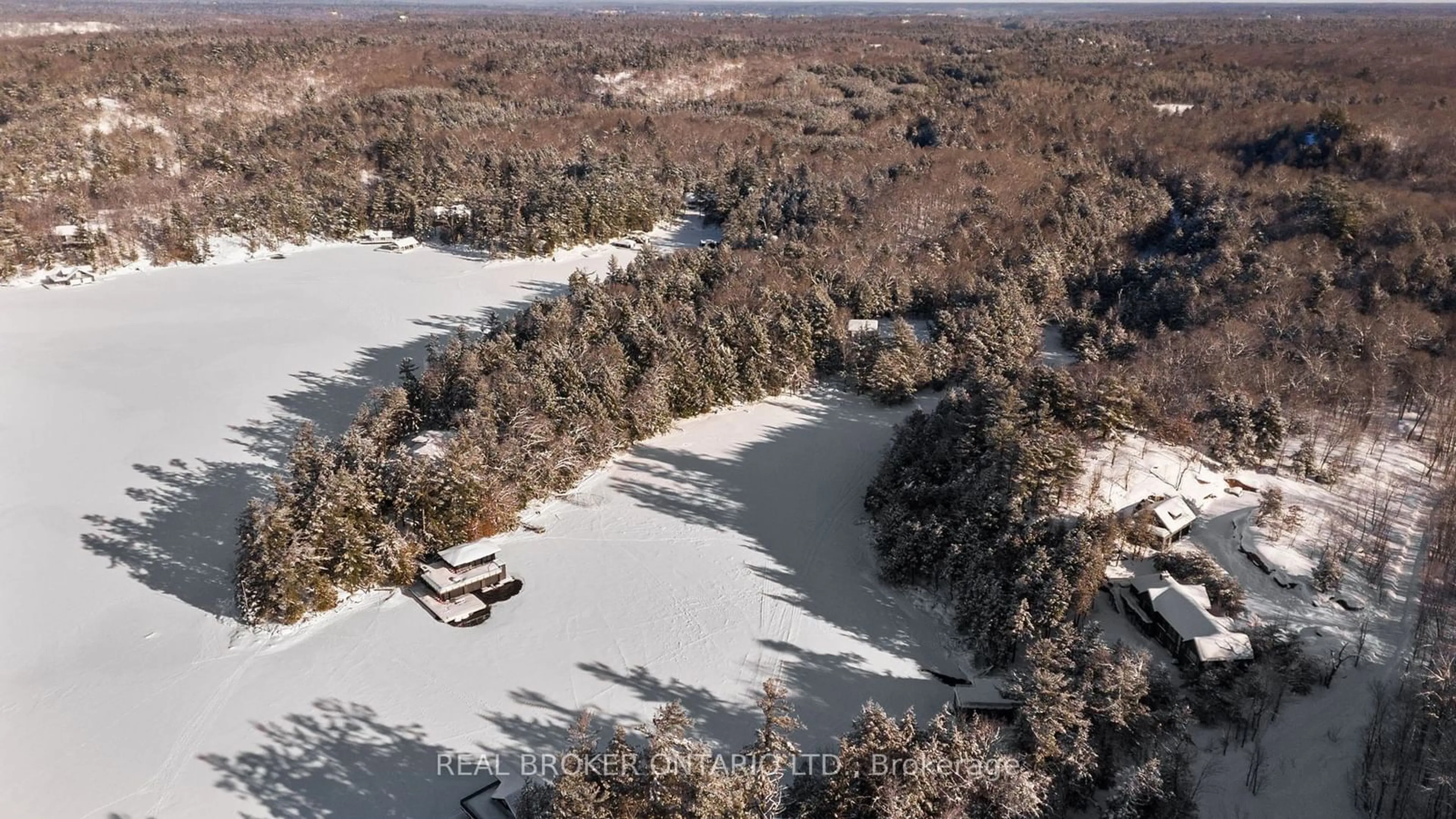 A pic from outside/outdoor area/front of a property/back of a property/a pic from drone, forest/trees view for 1039 Viewpoint Tr, Bracebridge Ontario P1P 1L1