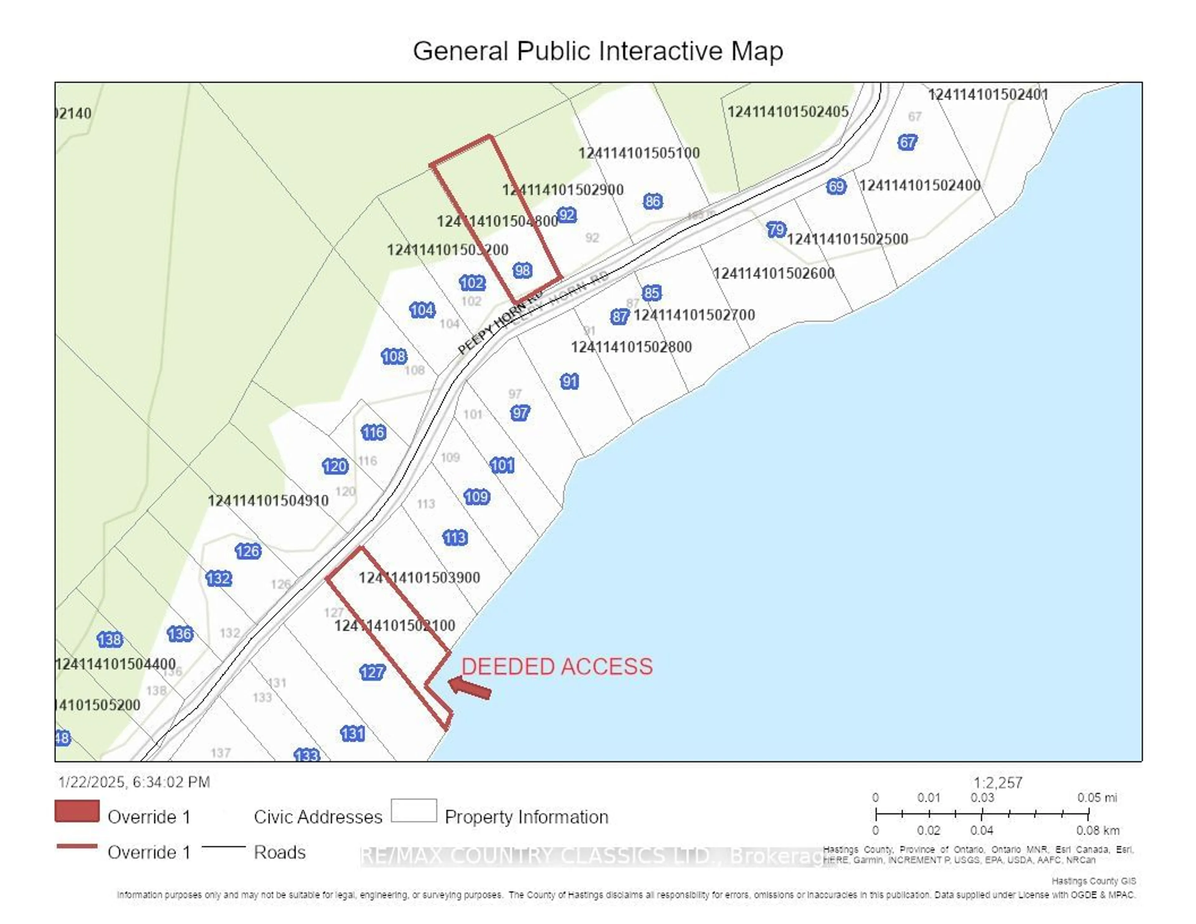 Picture of a map for 98 Peepy Horn Rd, Marmora and Lake Ontario K0K 2M0