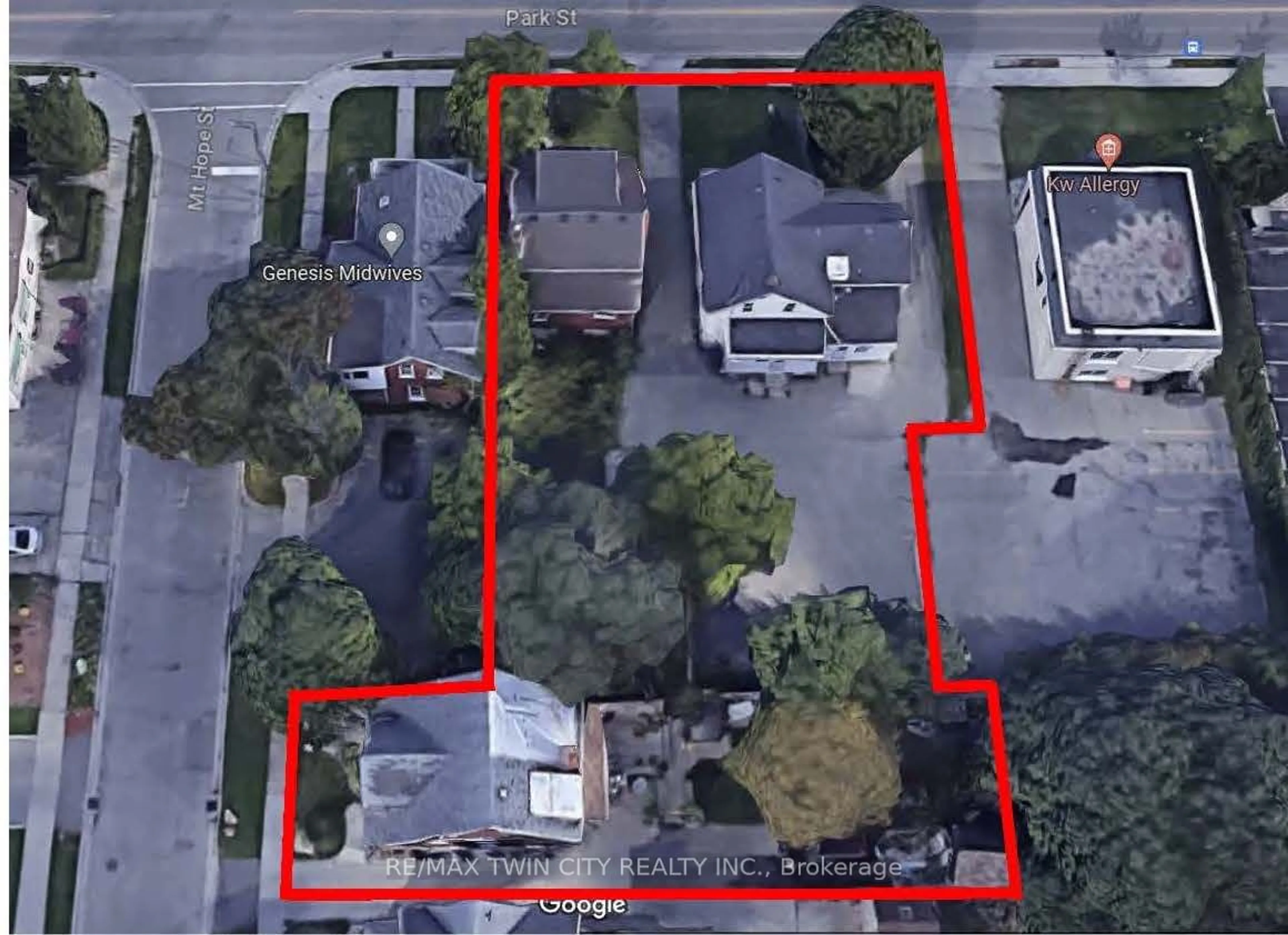 A pic from outside/outdoor area/front of a property/back of a property/a pic from drone, street for 491 Park St, Kitchener Ontario N2G 1N7