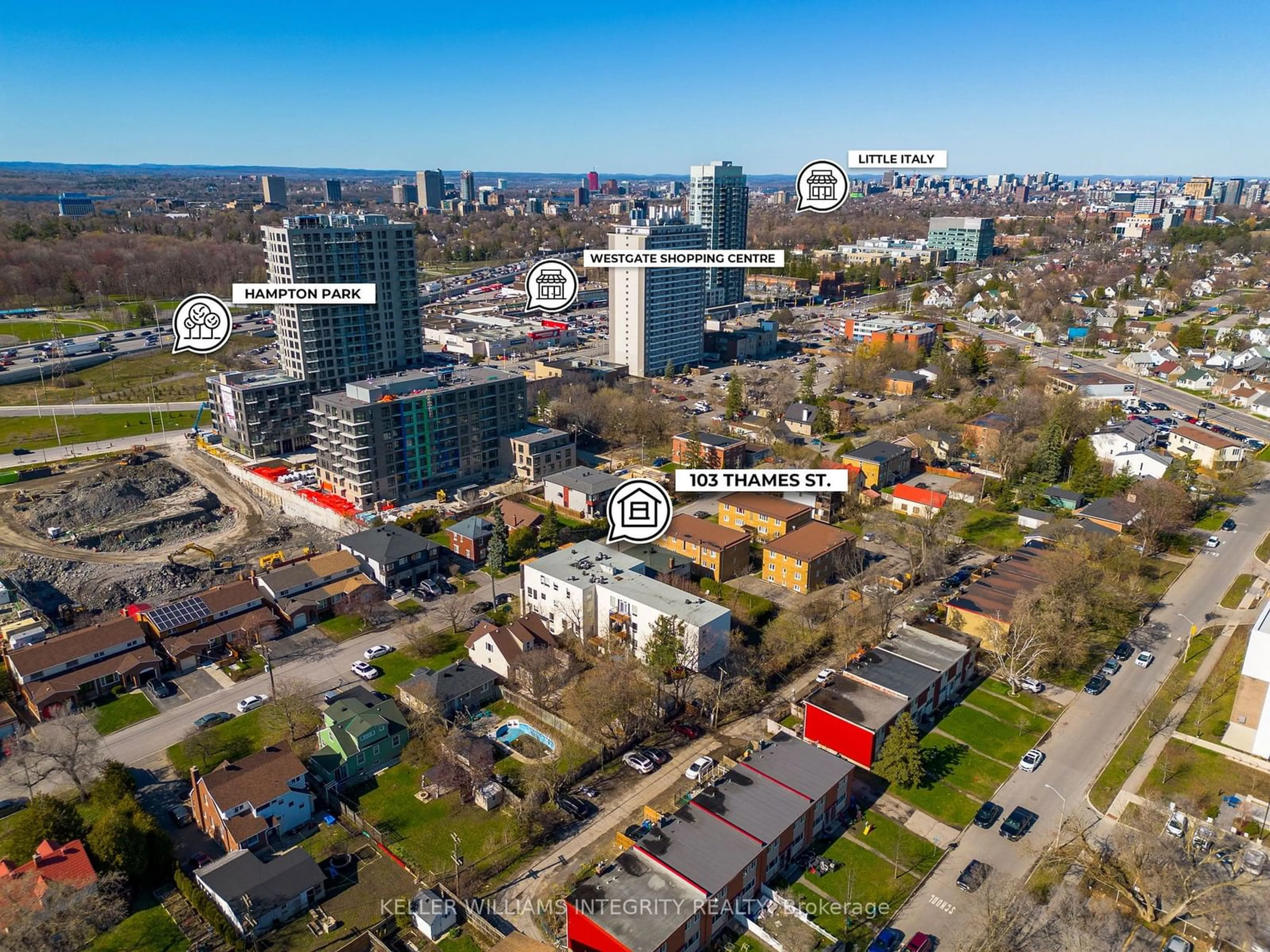 A pic from outside/outdoor area/front of a property/back of a property/a pic from drone, city buildings view from balcony for 1308 THAMES St #202, Carlington - Central Park Ontario K1Z 7N4