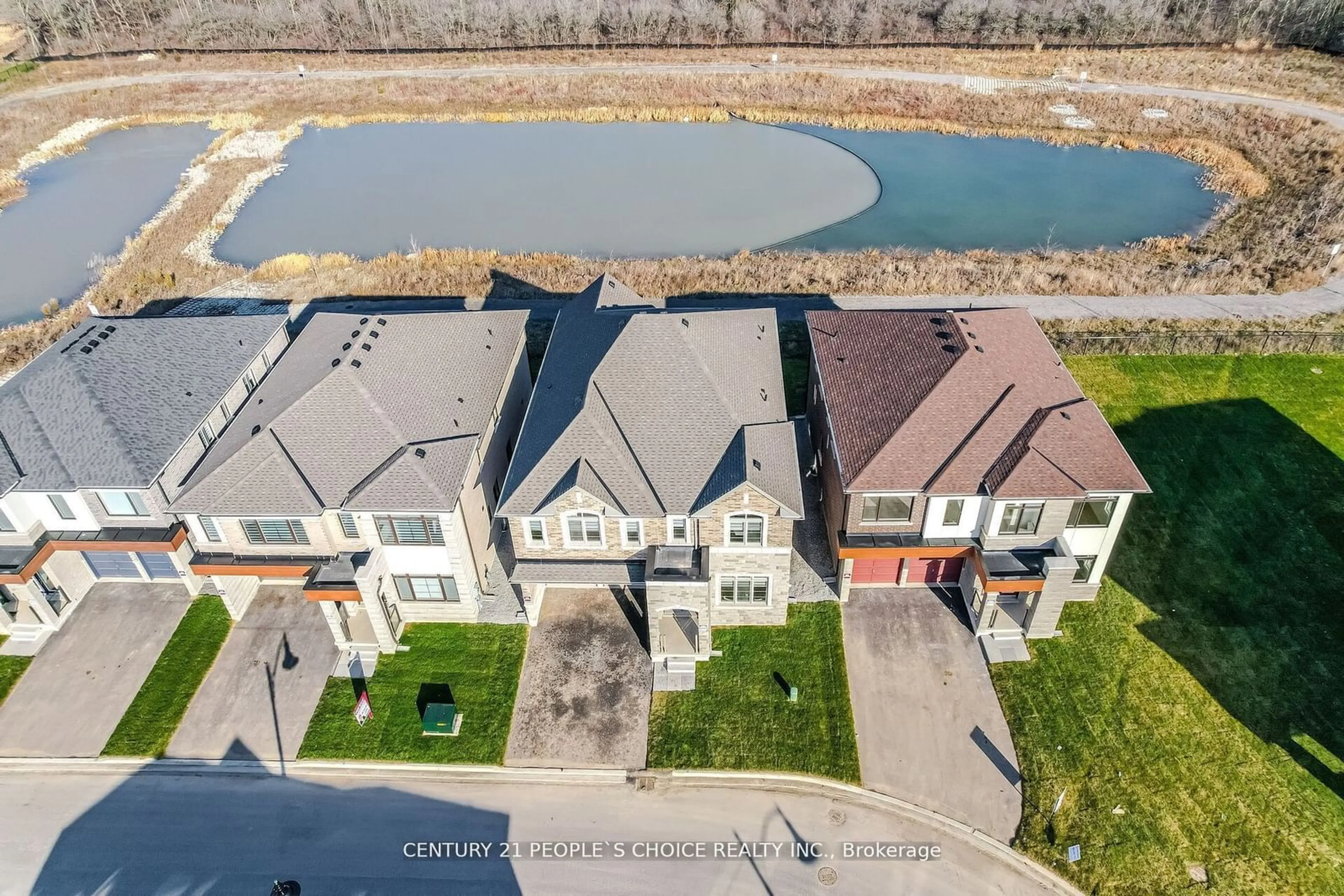 A pic from outside/outdoor area/front of a property/back of a property/a pic from drone, water/lake/river/ocean view for 57 Pond View Gate, Hamilton Ontario L0R 2H1