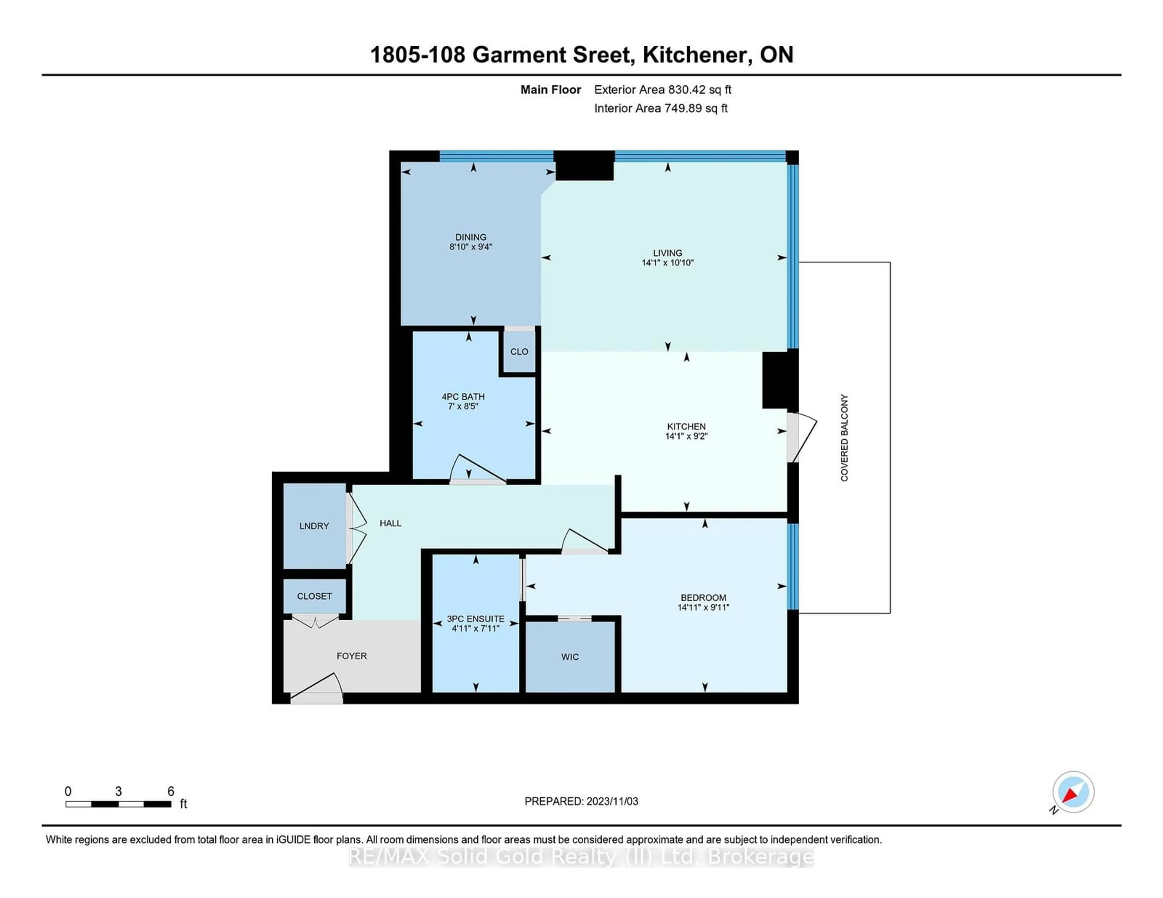 Floor plan for 108 GARMENT St #1805, Kitchener Ontario N2G 0E2