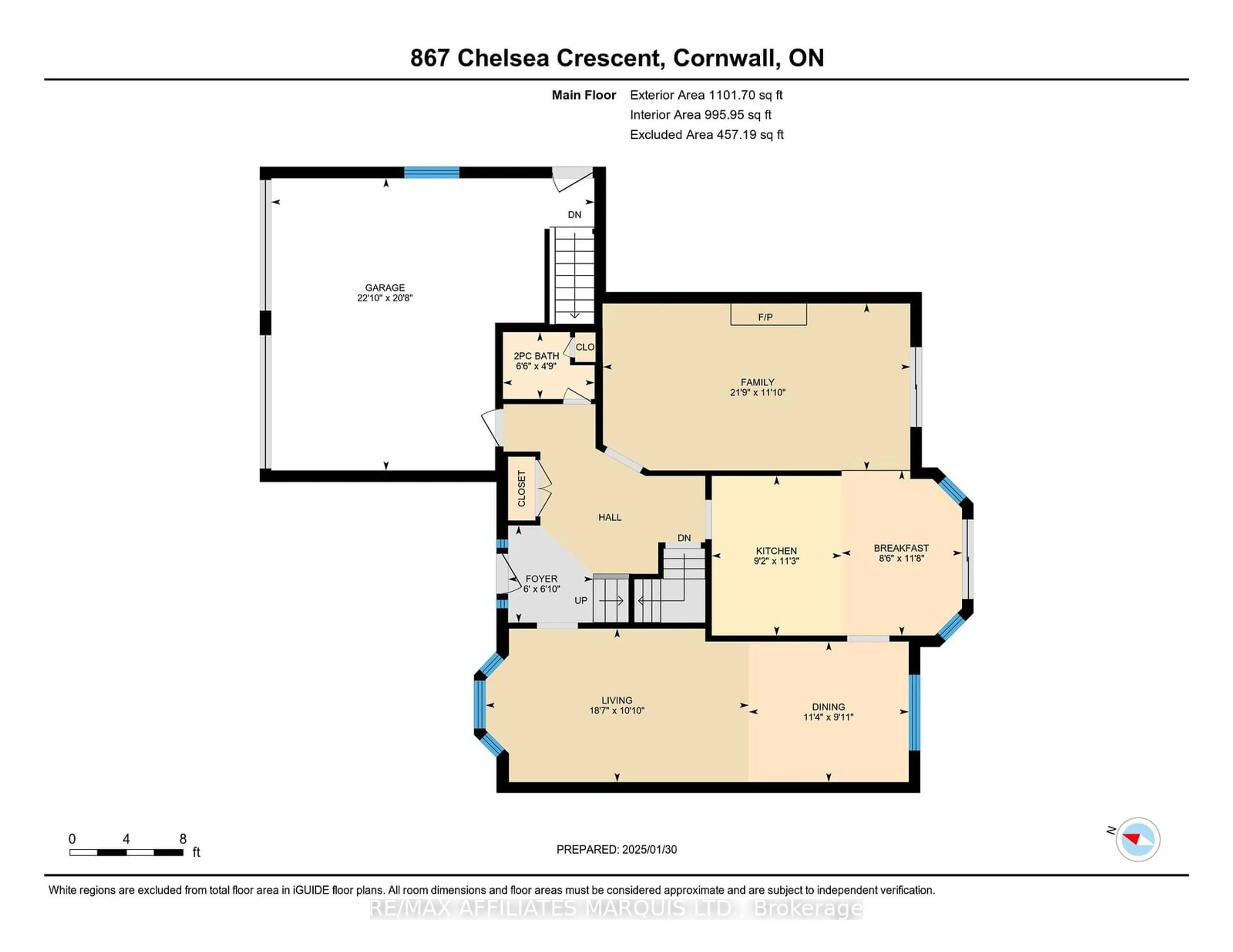 Floor plan for 867 Chelsea Cres, Cornwall Ontario K6H 6Y6