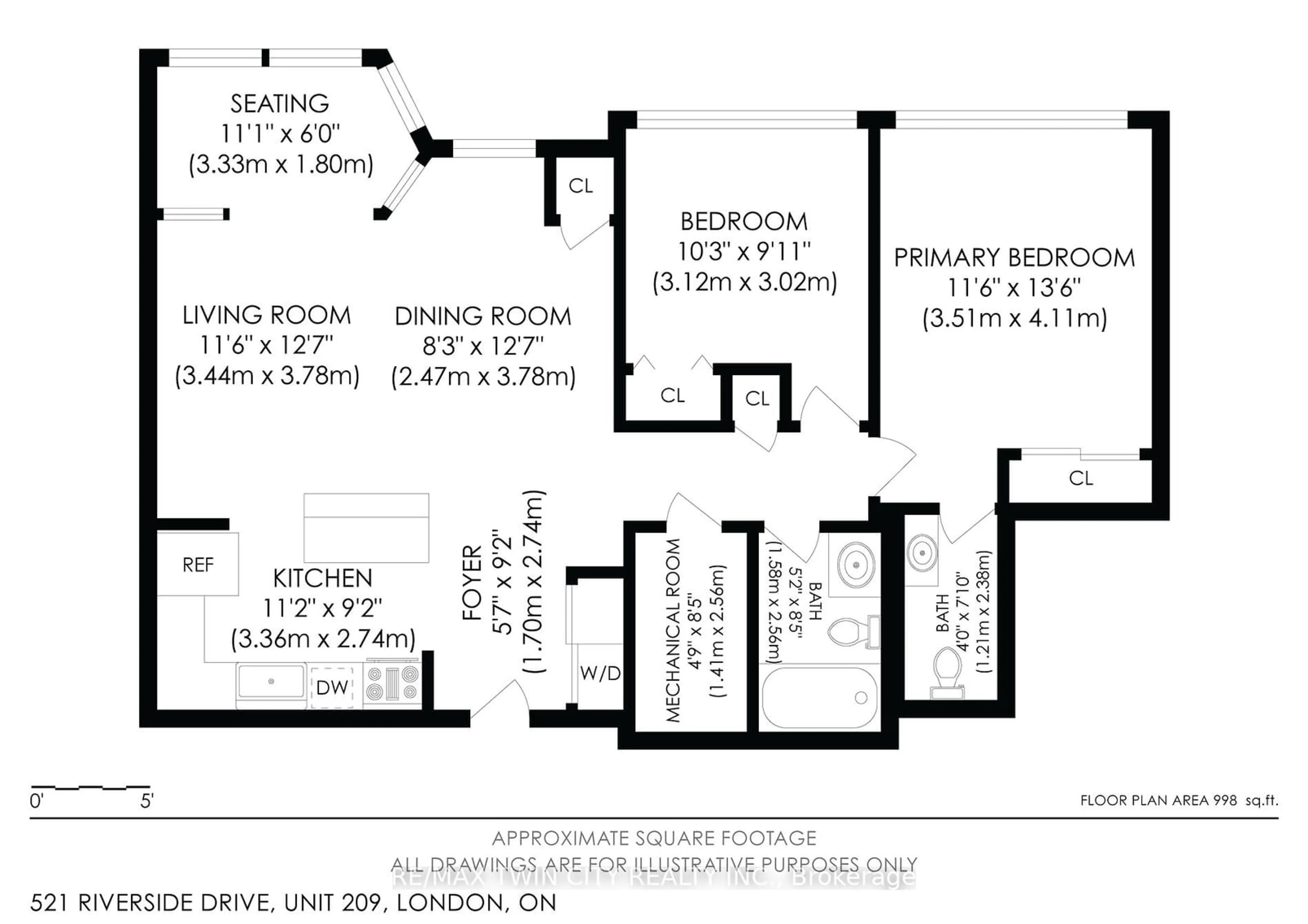 Floor plan for 521 Riverside Dr #209, London Ontario N6H 5E2