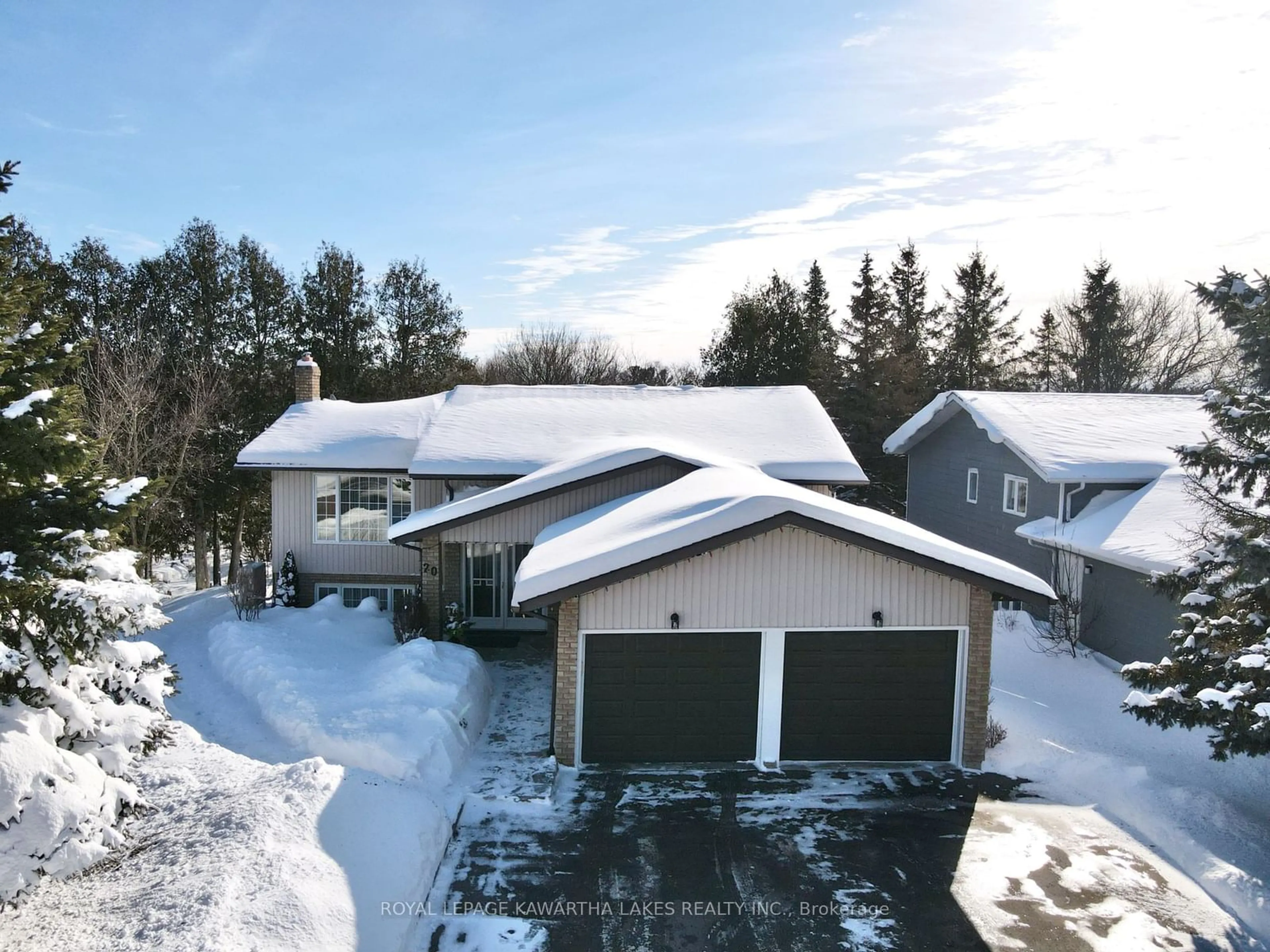 A pic from outside/outdoor area/front of a property/back of a property/a pic from drone, street for 20 Cedartree Lane, Kawartha Lakes Ontario K0M 1A0