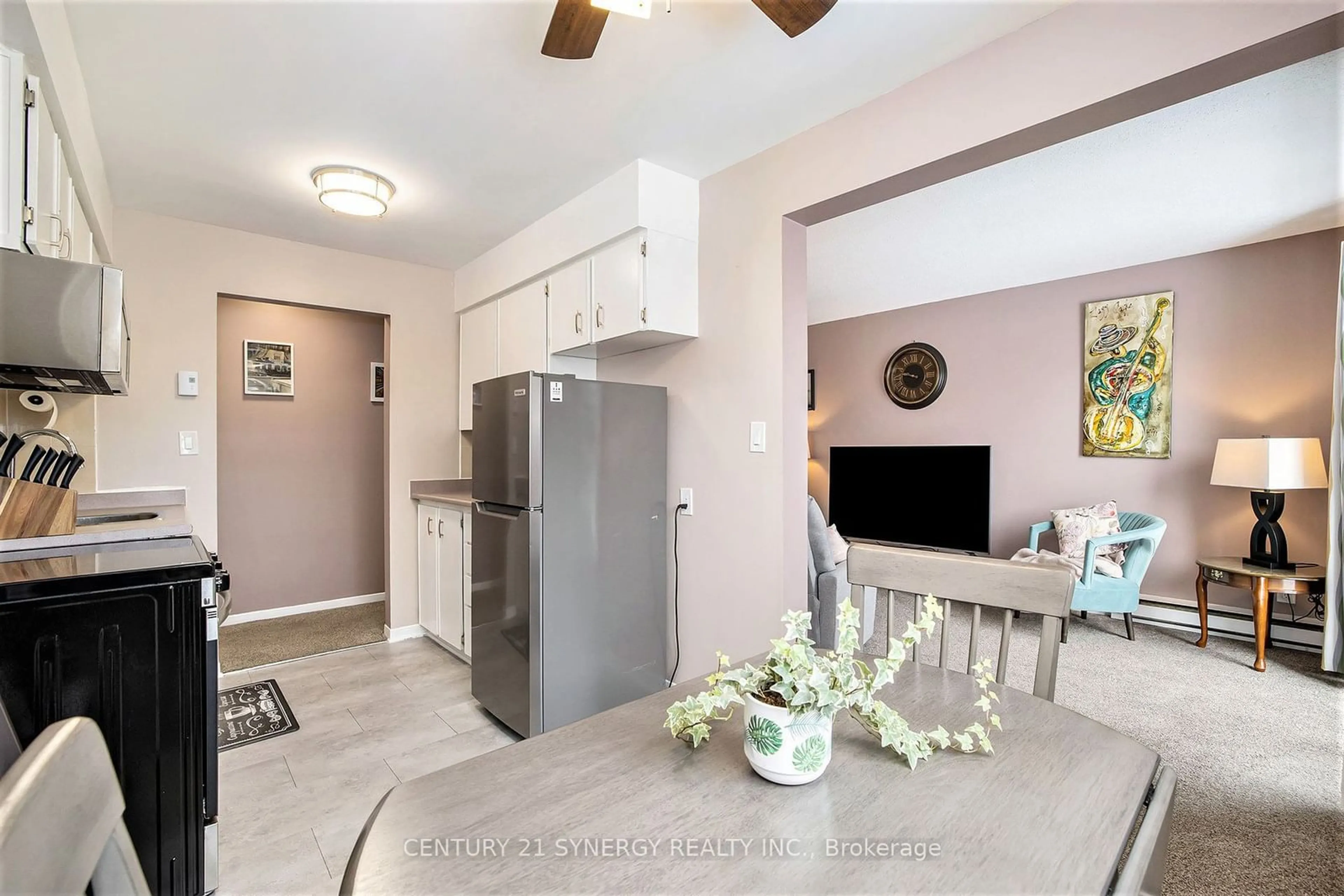 Open concept kitchen, ceramic/tile floor for 26 Pearl St #201, Smiths Falls Ontario K7A 5B5