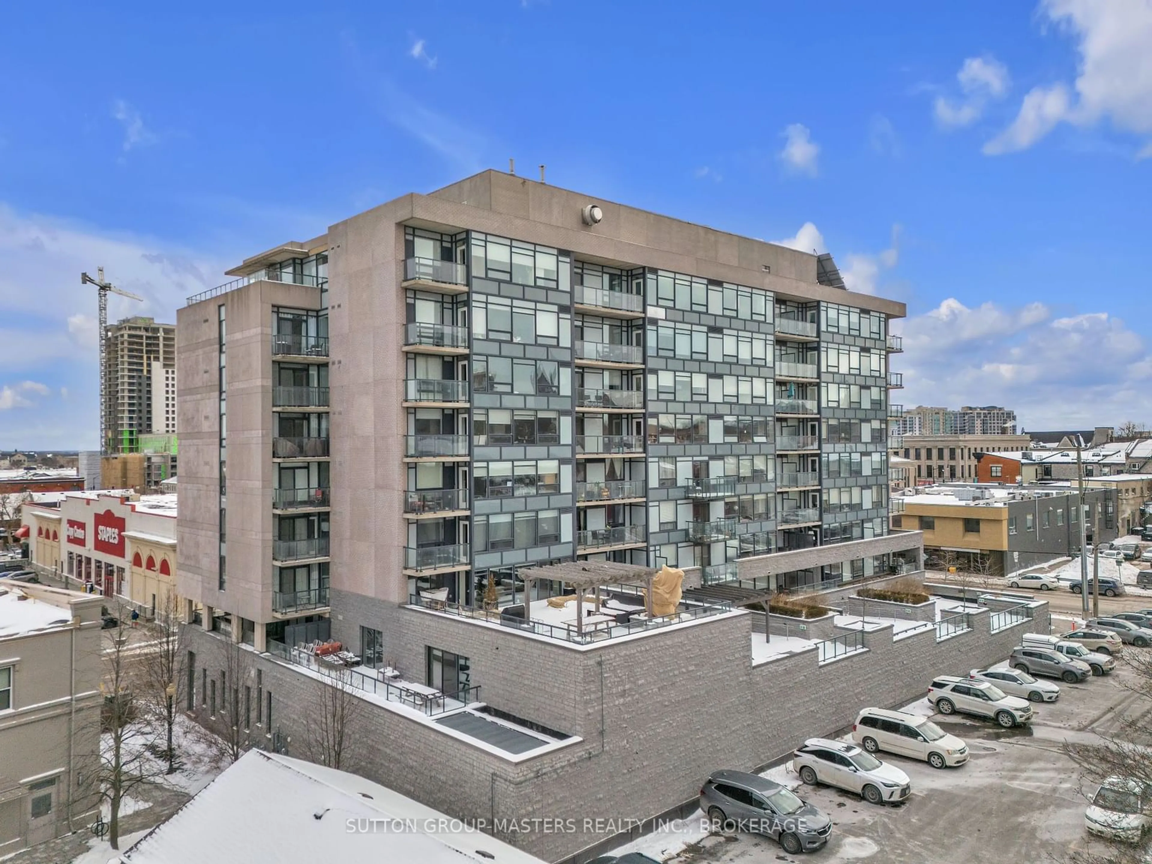 A pic from outside/outdoor area/front of a property/back of a property/a pic from drone, city buildings view from balcony for 121 Queen St #506, Kingston Ontario K7K 0G6