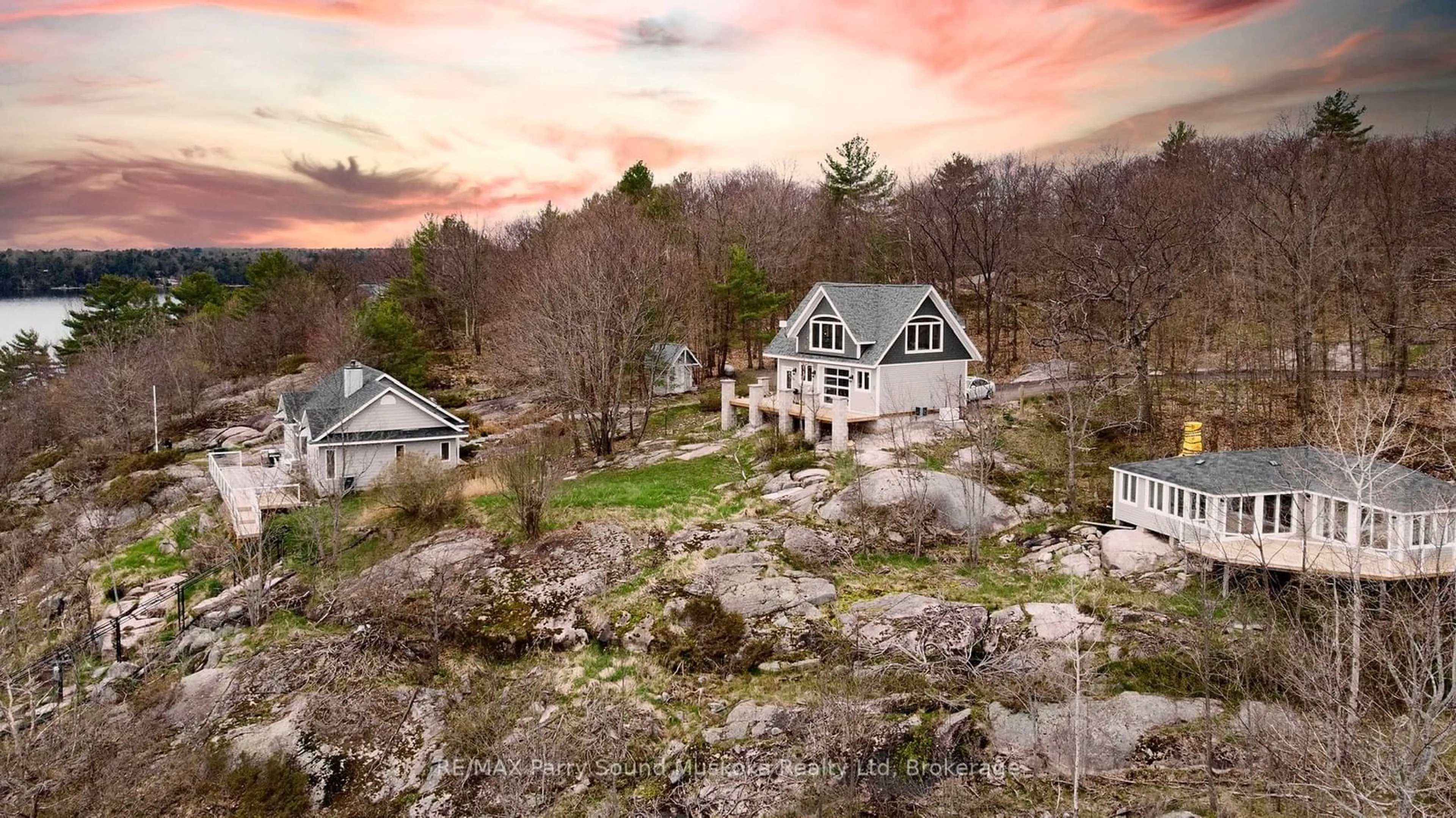 A pic from outside/outdoor area/front of a property/back of a property/a pic from drone, mountain view for 37 Maurys Run, Carling Ontario P0G 1G0