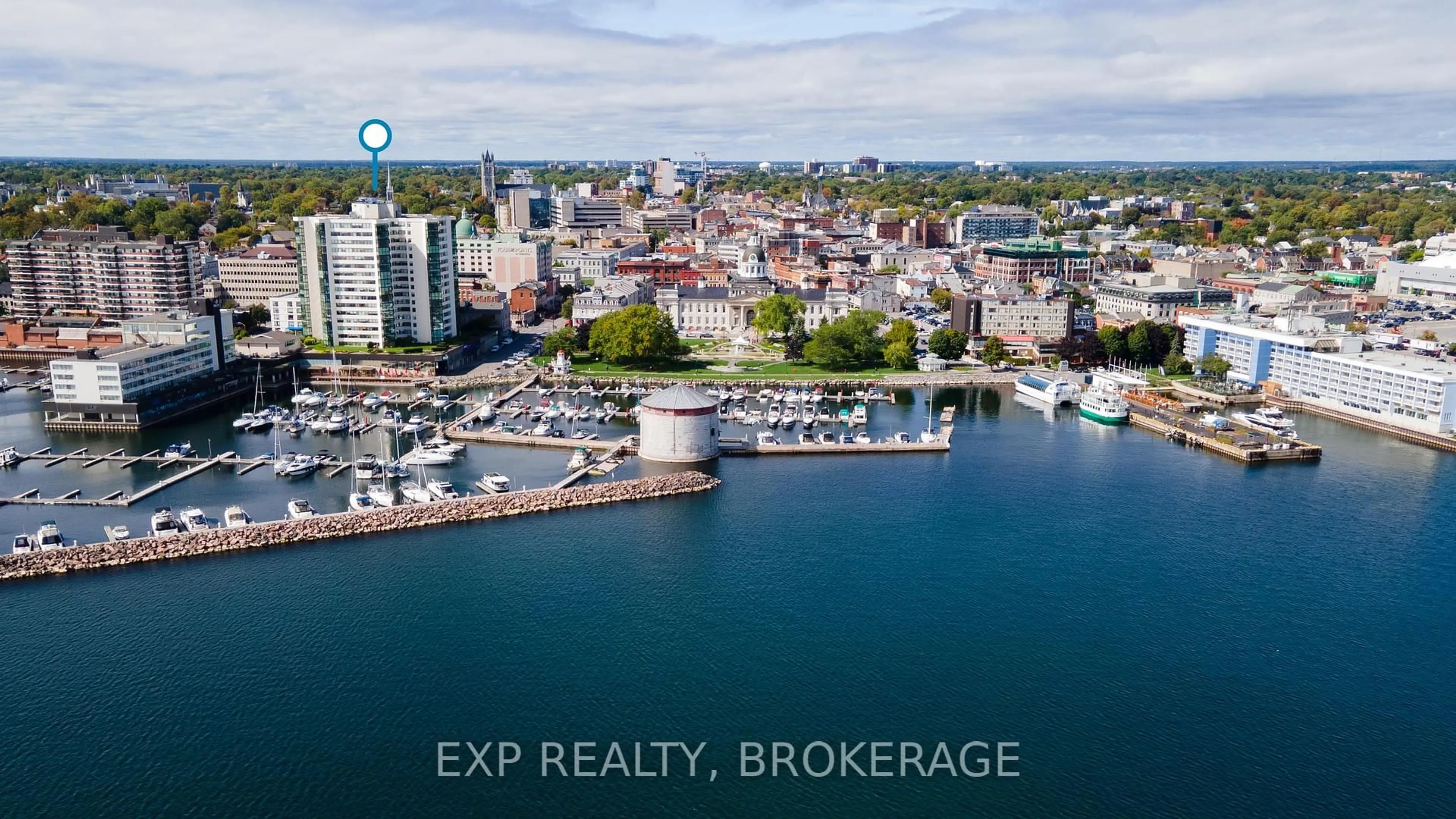 A pic from outside/outdoor area/front of a property/back of a property/a pic from drone, water/lake/river/ocean view for 185 ONTARIO St #1407, Kingston Ontario K7L 2Y7