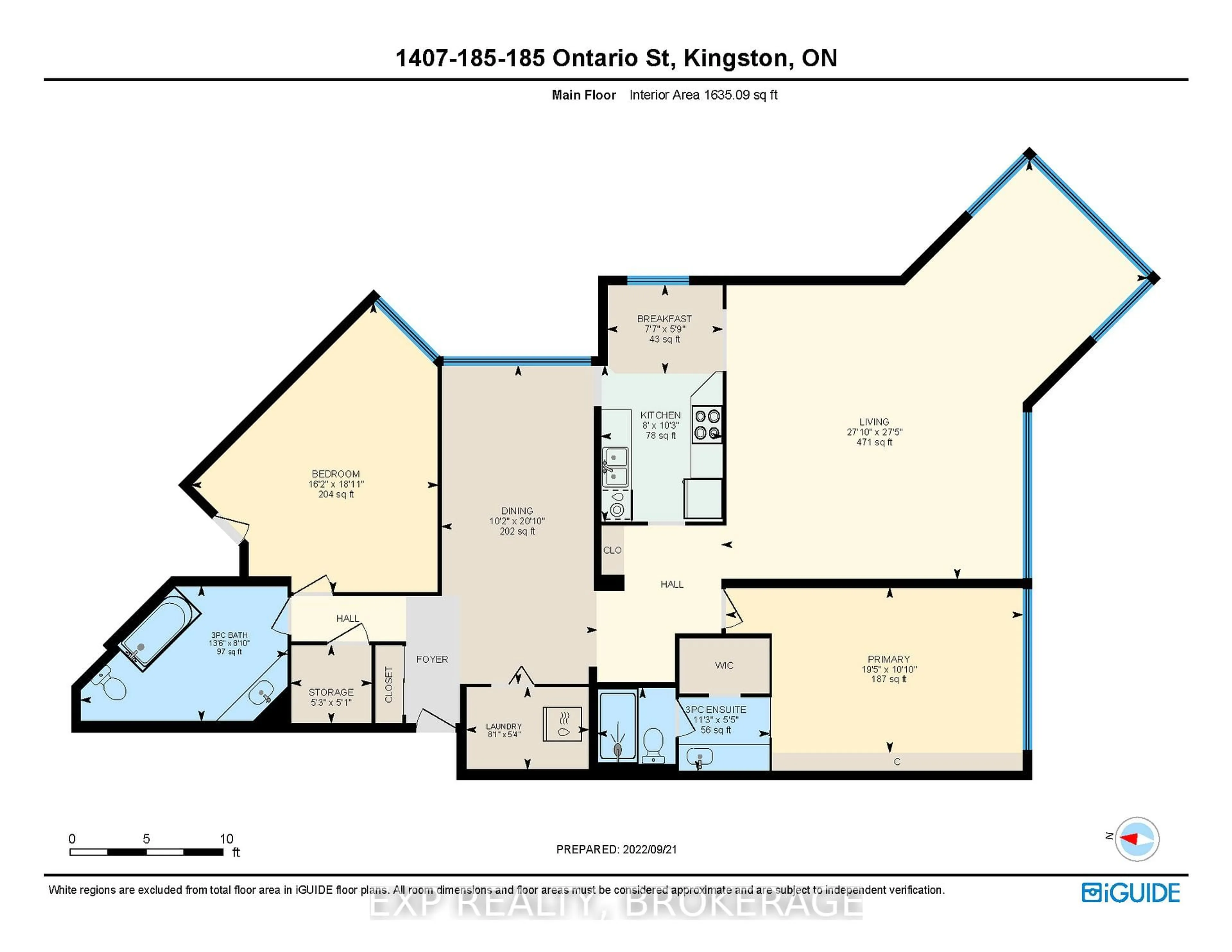 Floor plan for 185 ONTARIO St #1407, Kingston Ontario K7L 2Y7