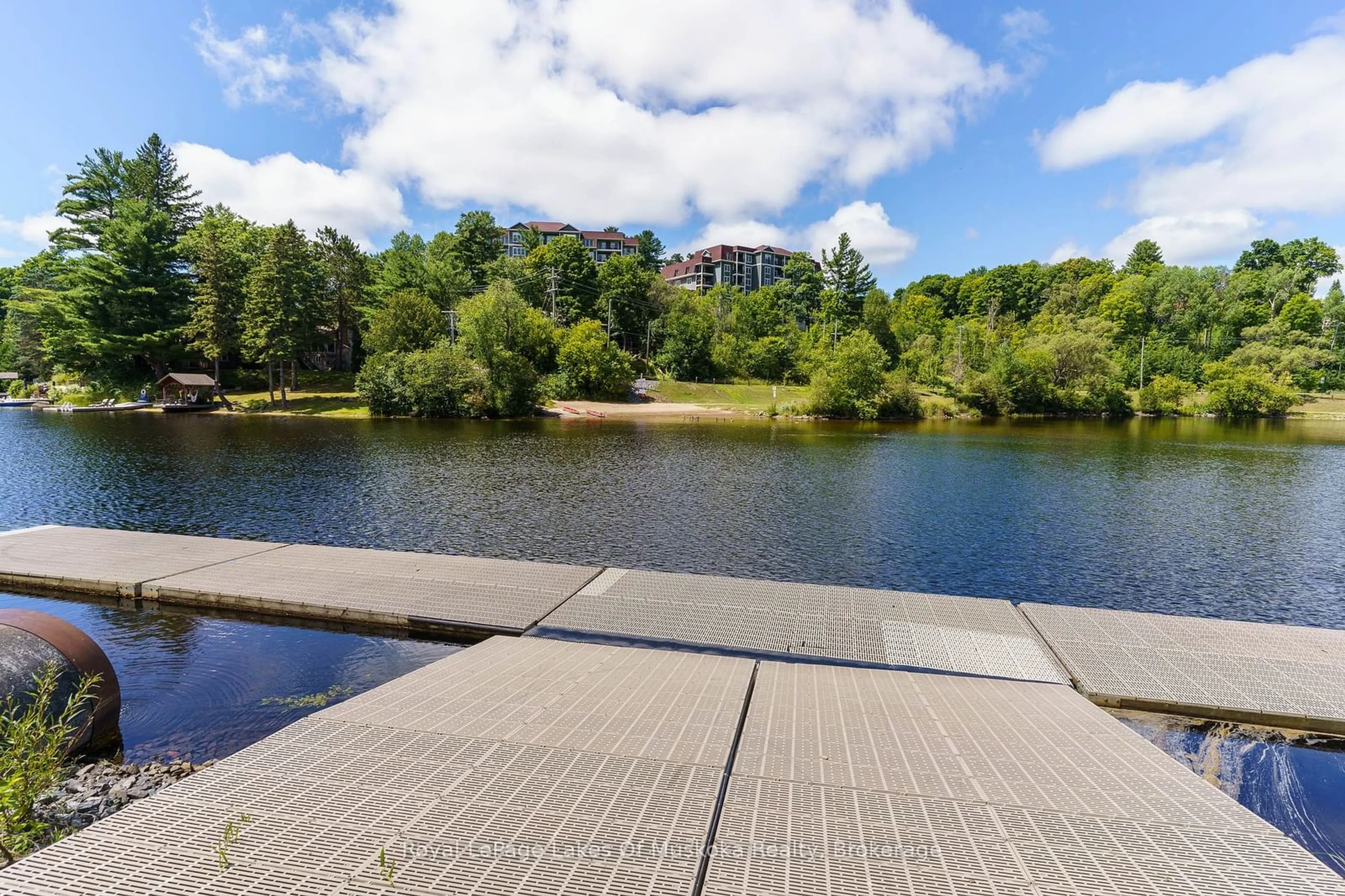 A pic from outside/outdoor area/front of a property/back of a property/a pic from drone, water/lake/river/ocean view for 142 Ecclestone Dr #10, Bracebridge Ontario P1L 1G6