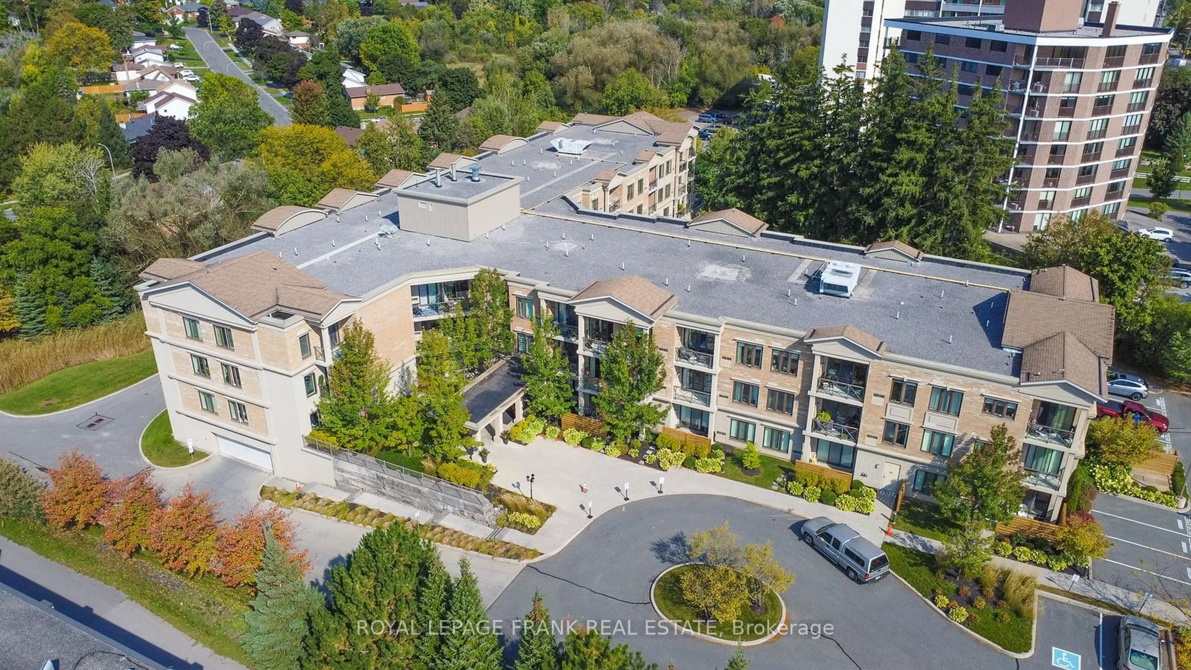 A pic from outside/outdoor area/front of a property/back of a property/a pic from drone, city buildings view from balcony for 869 Clonsilla Ave #110, Peterborough Ontario K9J 0B7