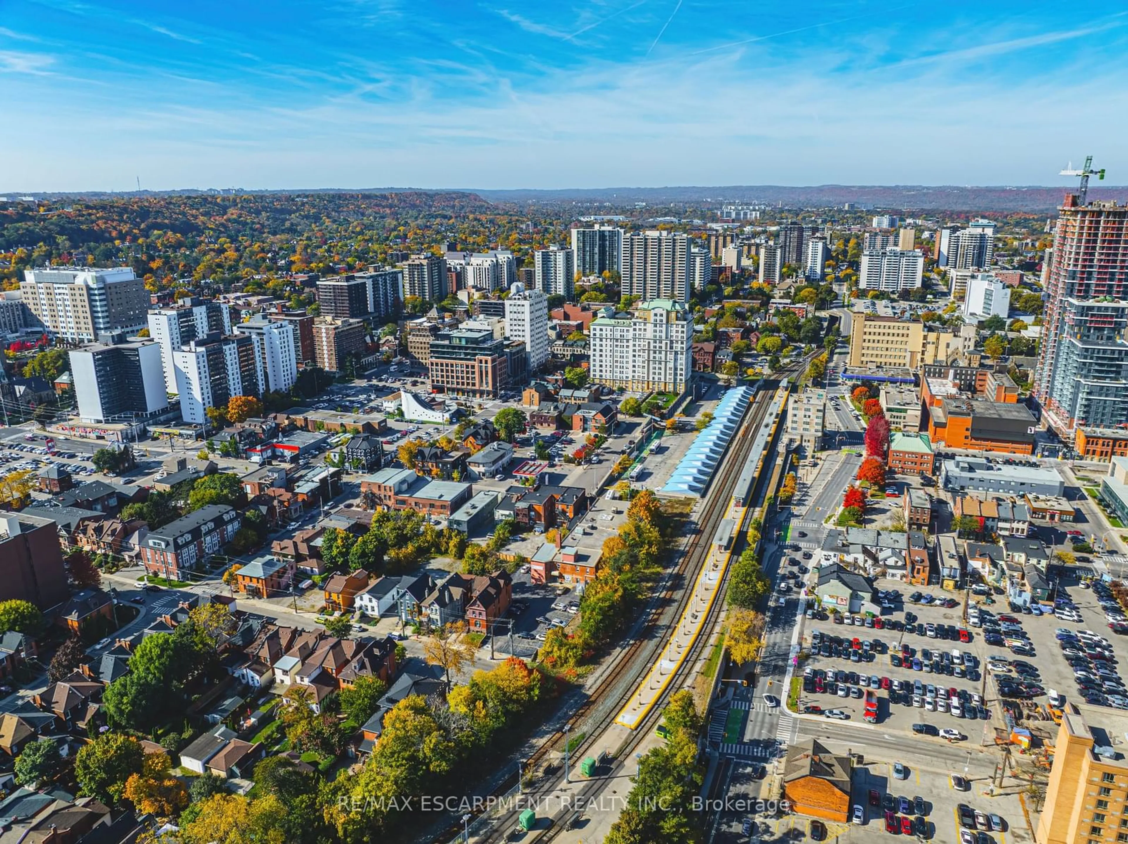 A pic from outside/outdoor area/front of a property/back of a property/a pic from drone, city buildings view from balcony for 175 Hunter St #504, Hamilton Ontario L8N 4E7