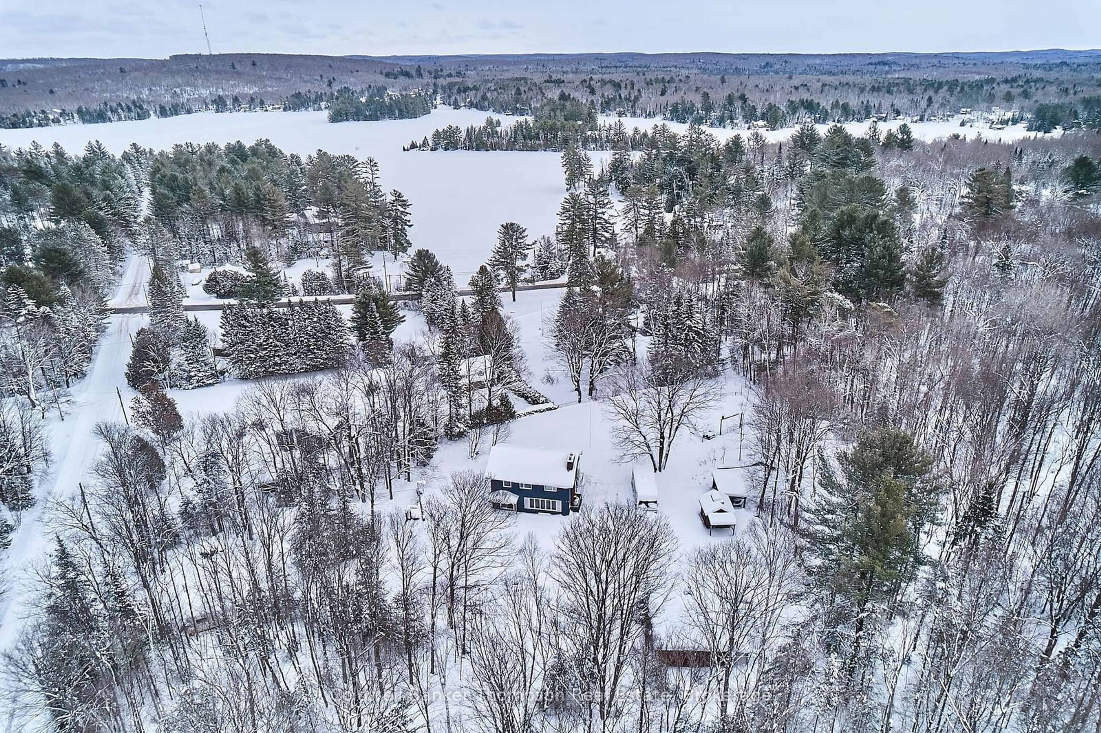 A pic from outside/outdoor area/front of a property/back of a property/a pic from drone, water/lake/river/ocean view for 51 Gibson Rd, Perry Ontario P0A 1J0