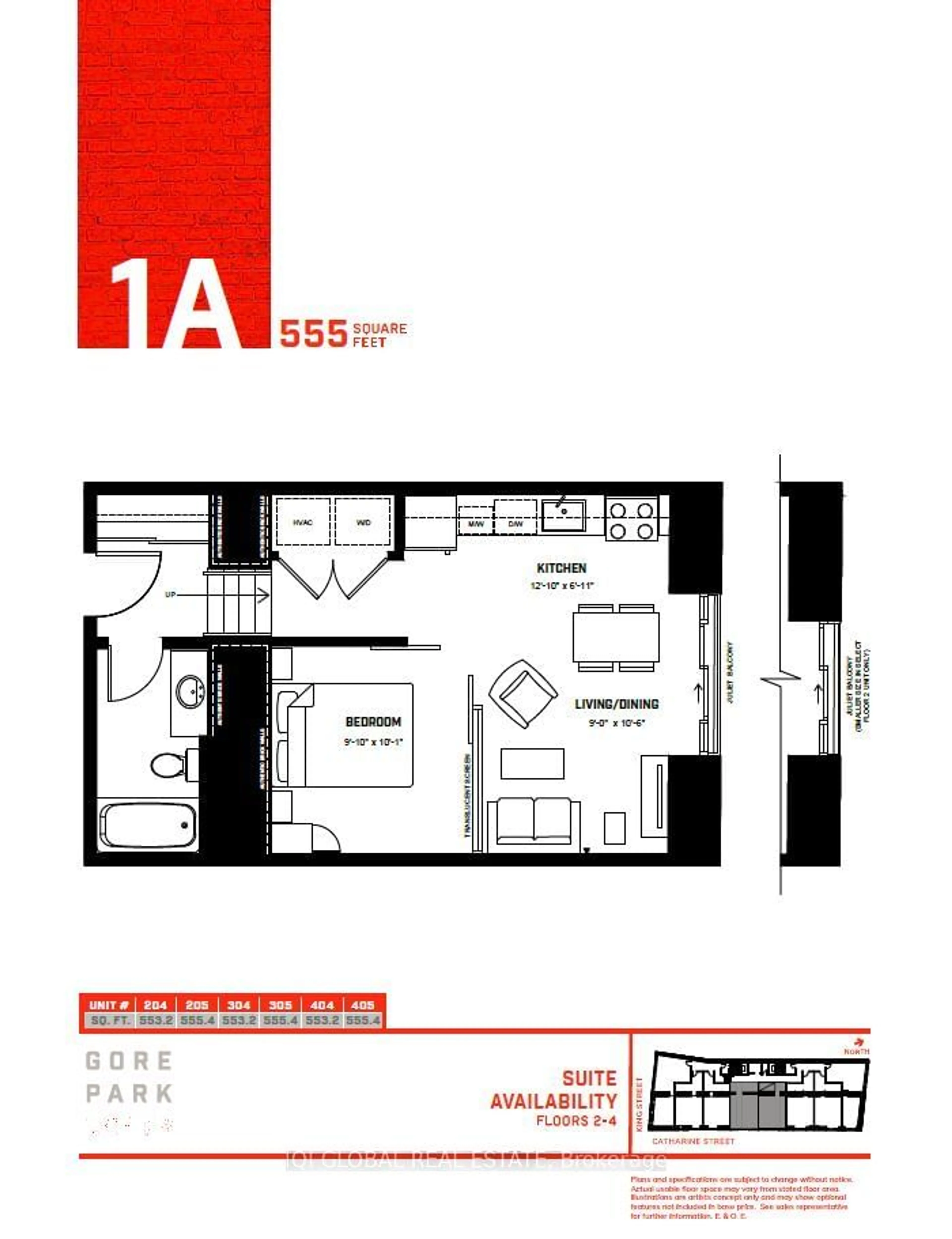 Floor plan for 121 King St #404, Hamilton Ontario L8N 1A9