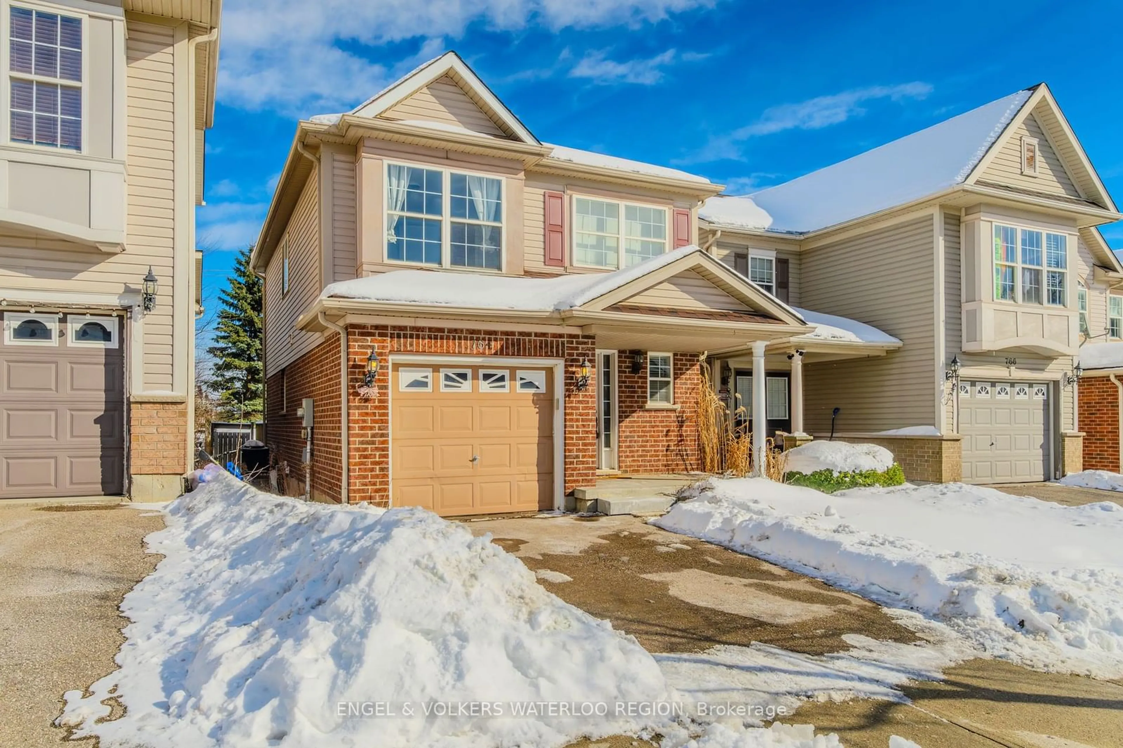 Home with brick exterior material, street for 764 Zermatt Dr, Waterloo Ontario N2T 2W8