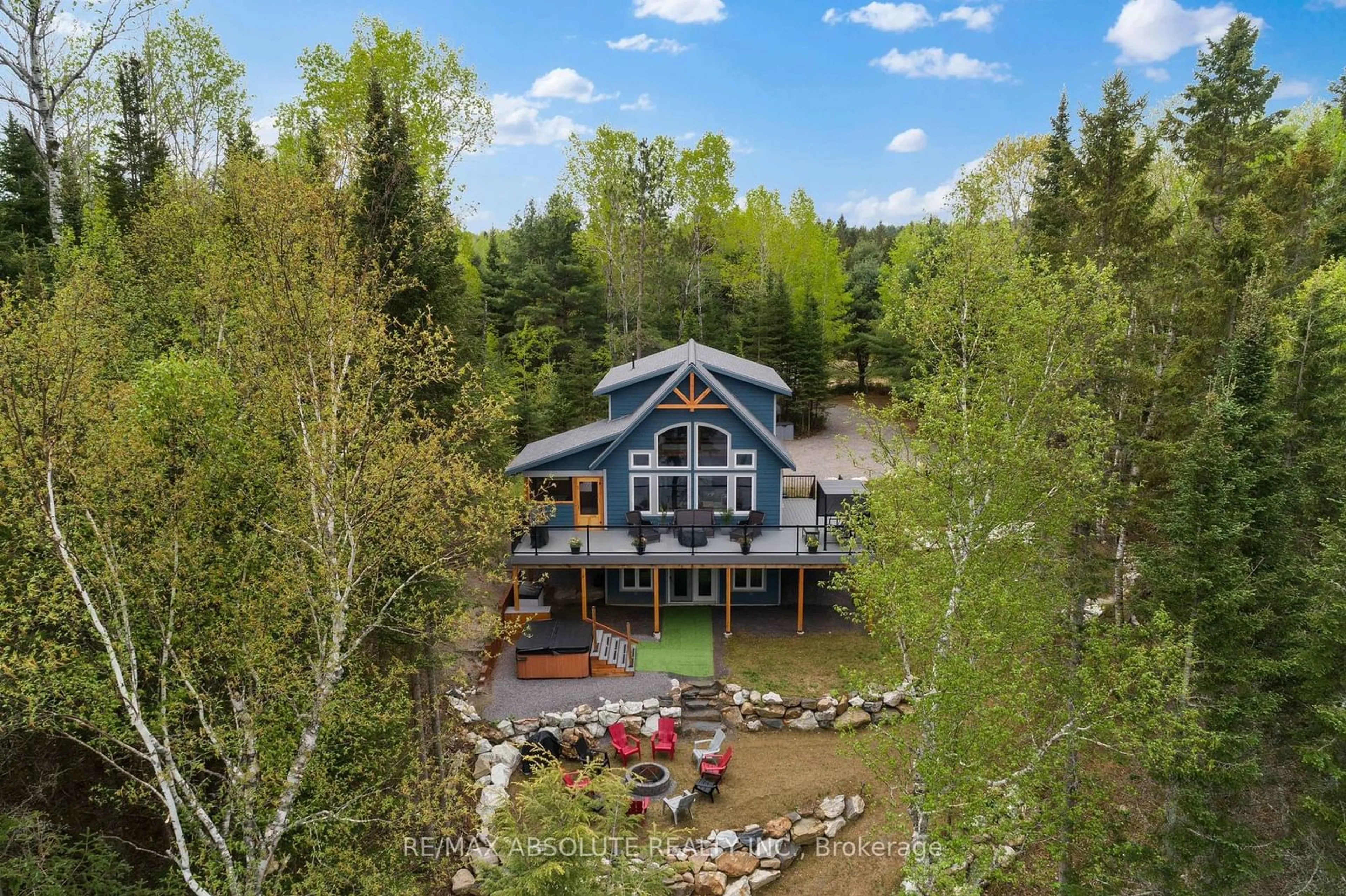 A pic from outside/outdoor area/front of a property/back of a property/a pic from drone, water/lake/river/ocean view for 4634 Matawatchan Rd, Greater Madawaska Ontario K0J 2R0