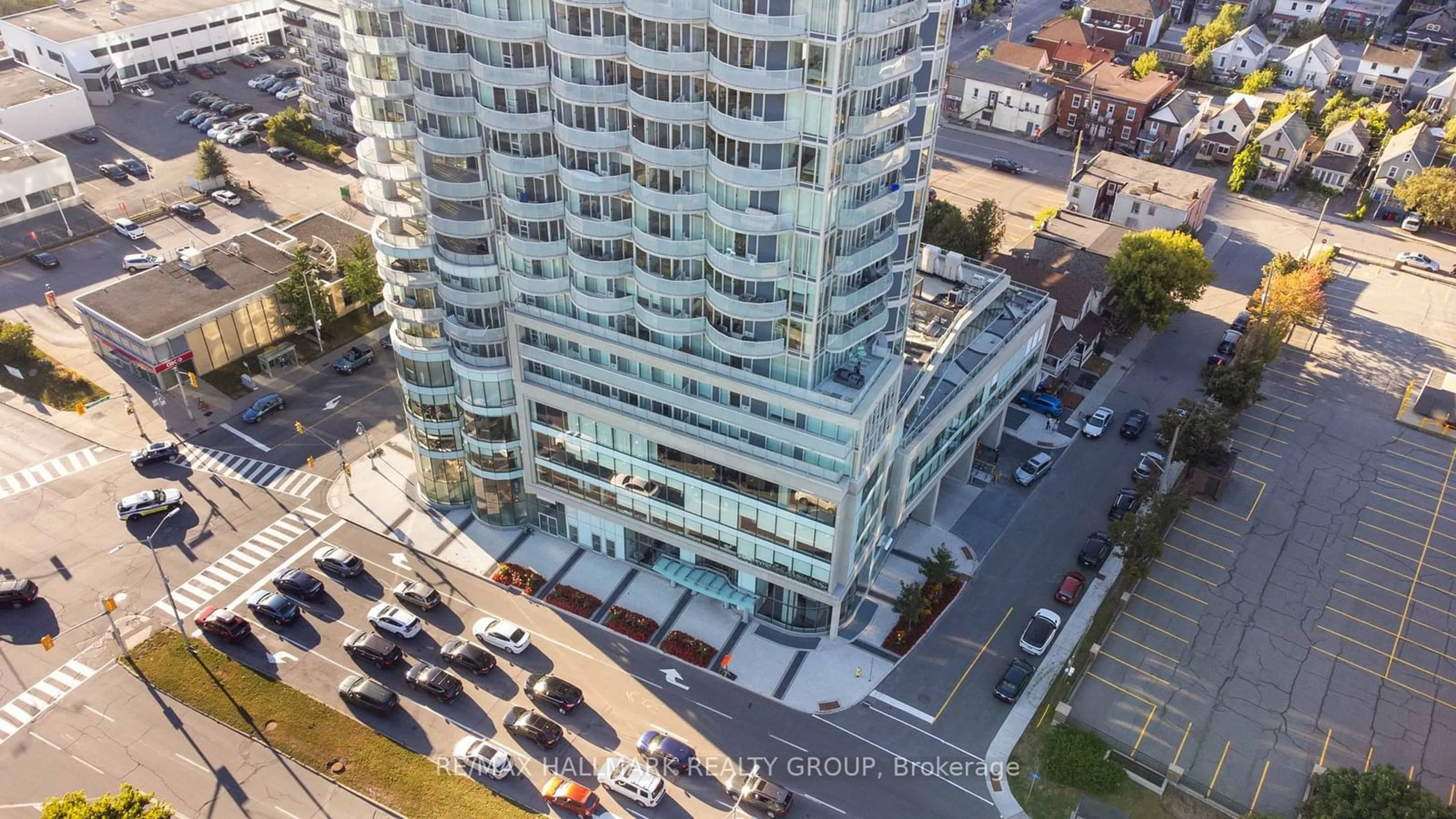 A pic from outside/outdoor area/front of a property/back of a property/a pic from drone, city buildings view from balcony for 805 CARLING Ave #504, Ottawa Ontario K1S 5W9