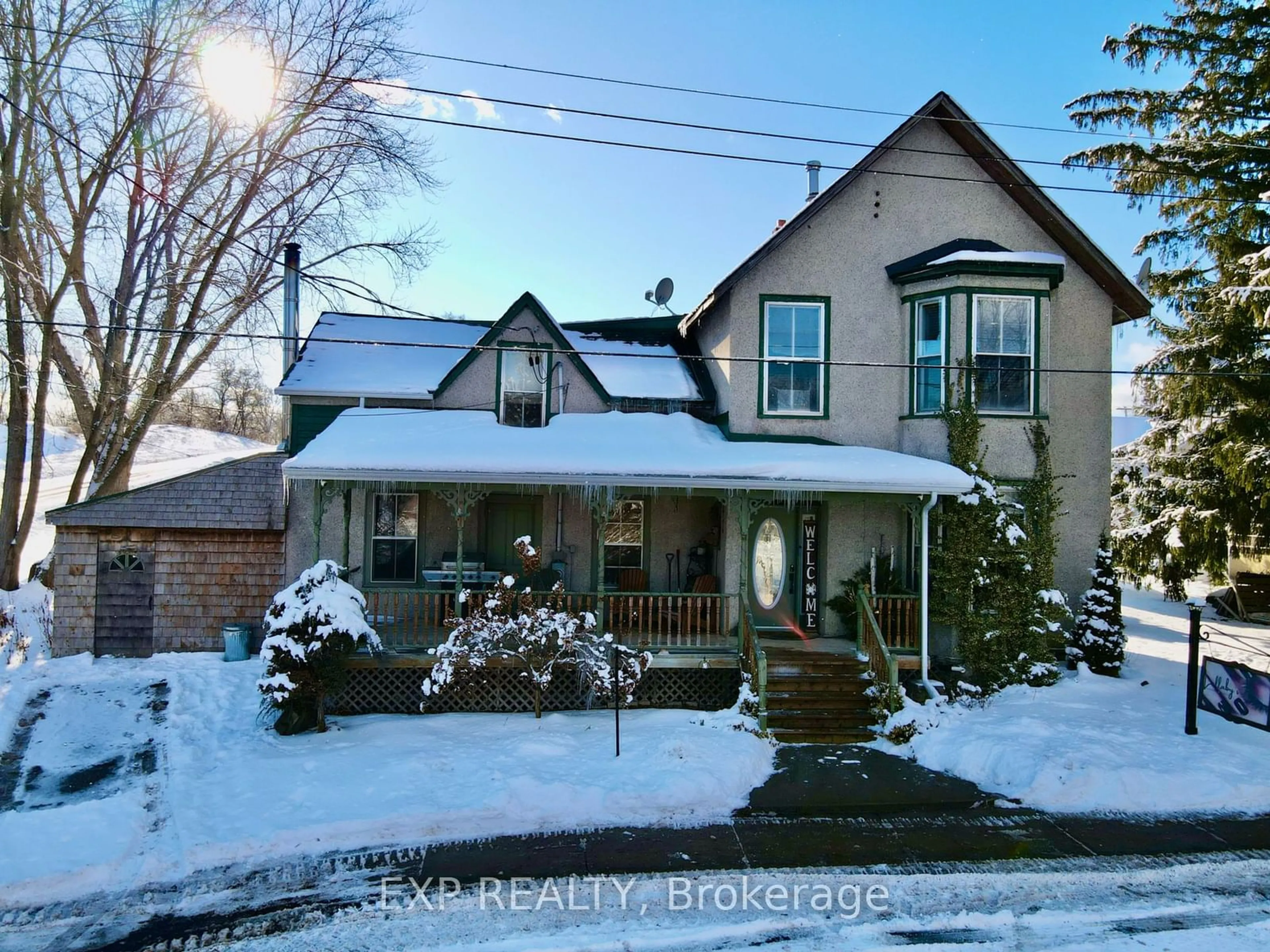 A pic from outside/outdoor area/front of a property/back of a property/a pic from drone, street for 3 Bond St, Stone Mills Ontario K0K 3G0