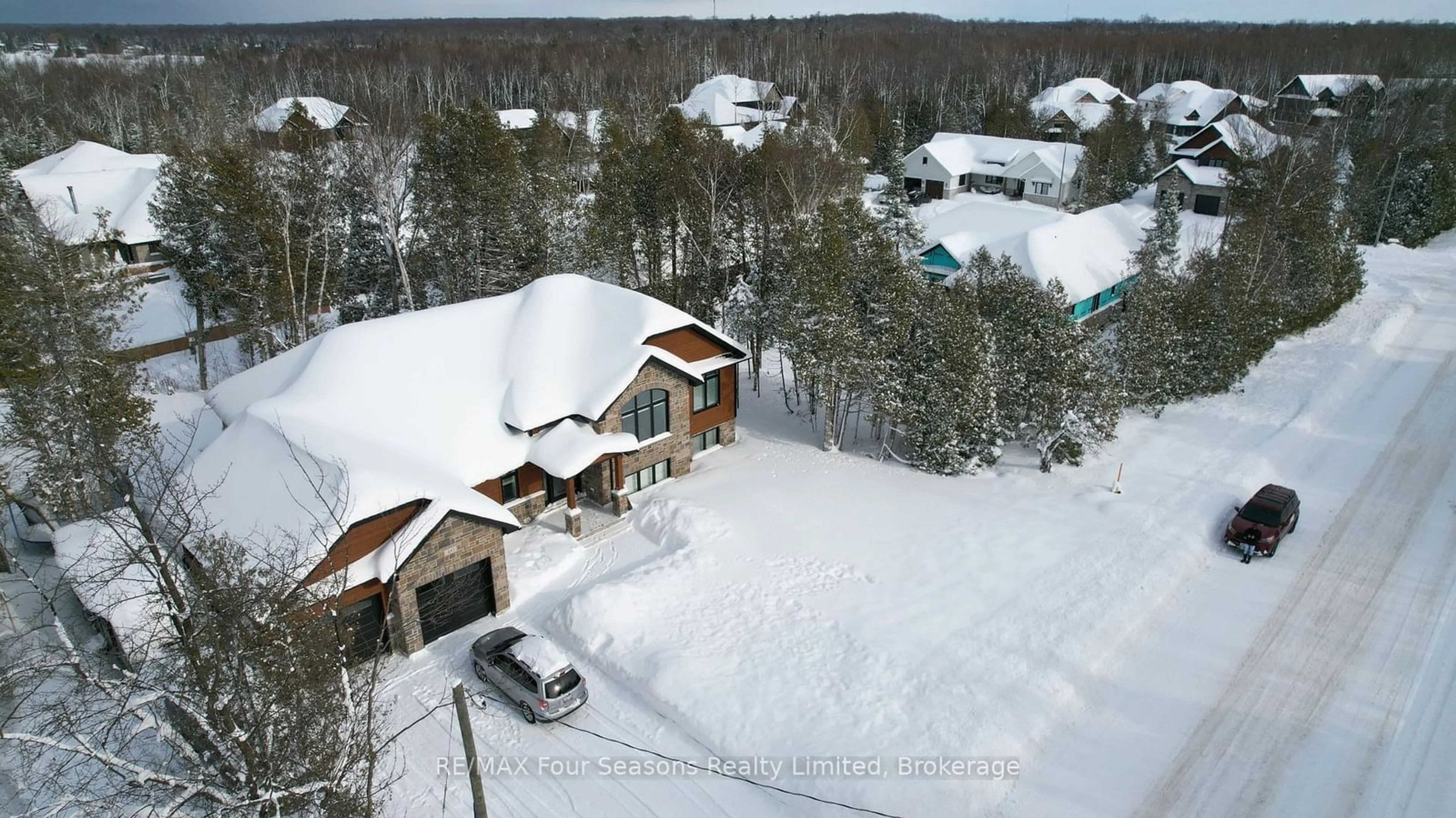 A pic from outside/outdoor area/front of a property/back of a property/a pic from drone, mountain view for 410 Concession Road 10, Saugeen Shores Ontario N0H 2C6