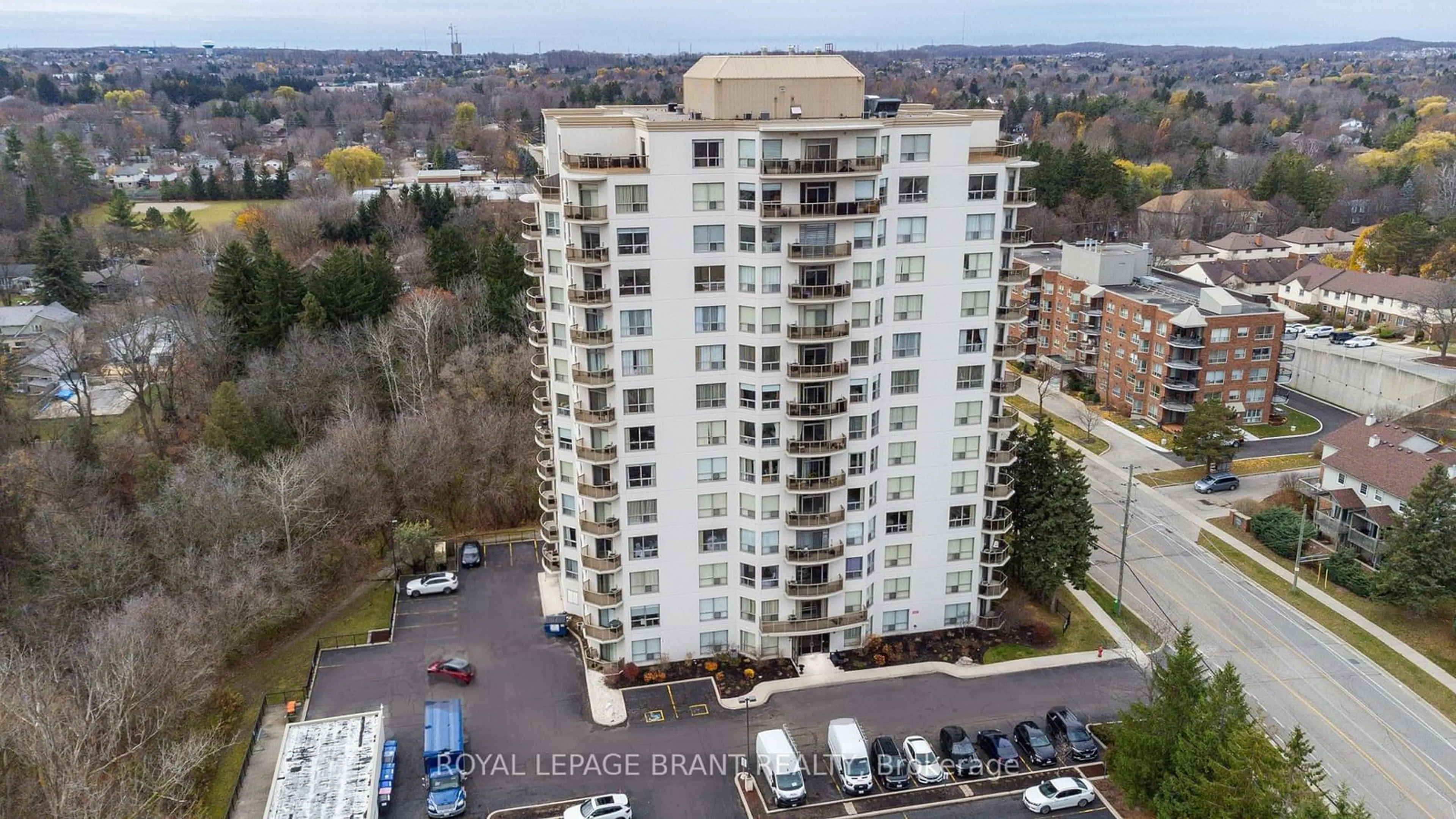 A pic from outside/outdoor area/front of a property/back of a property/a pic from drone, city buildings view from balcony for 255 Keats Way #104, Waterloo Ontario N2L 6N6