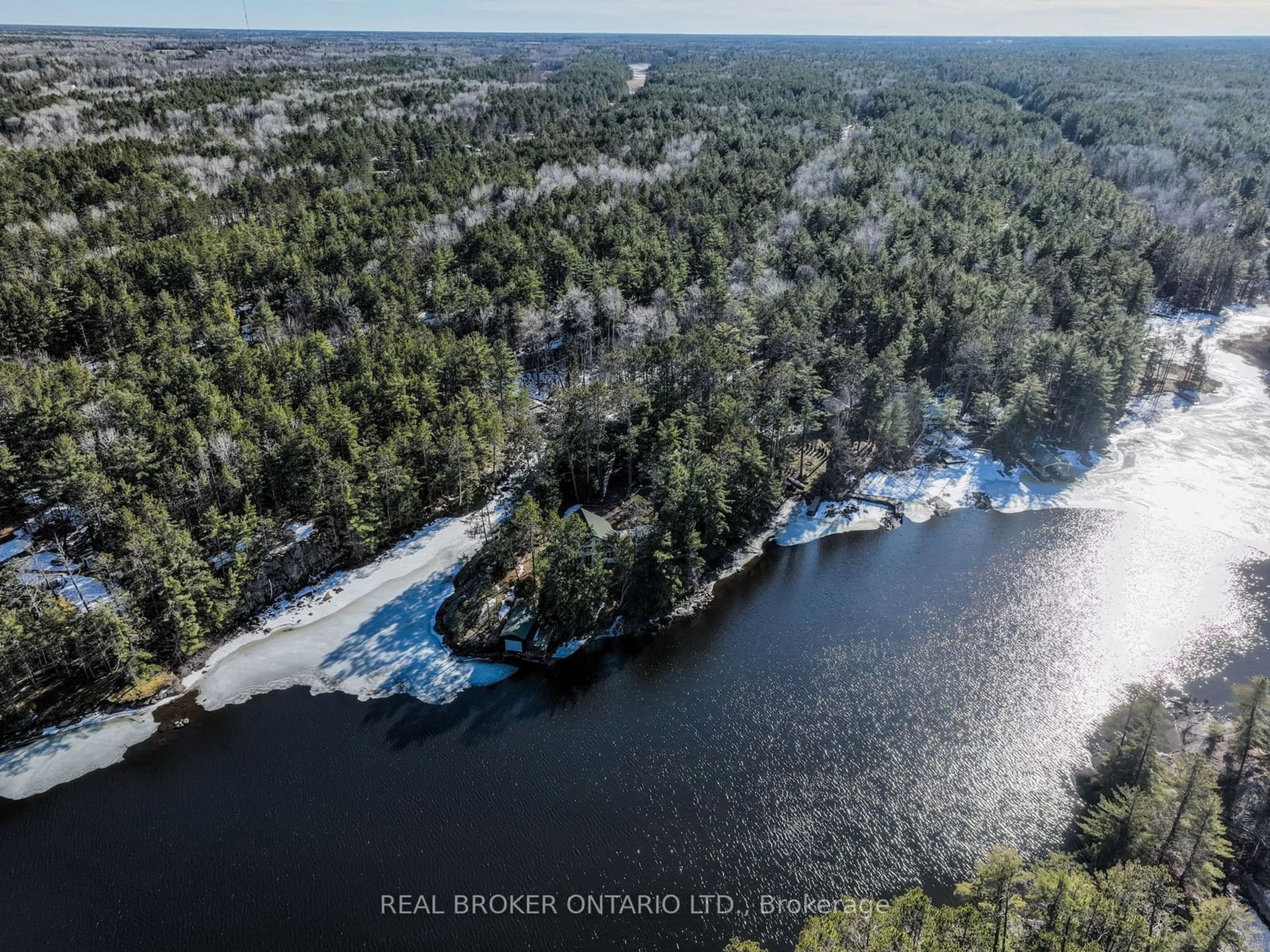 A pic from outside/outdoor area/front of a property/back of a property/a pic from drone, water/lake/river/ocean view for 86 Sucker Creek Rd, French River Ontario P0M 2K0