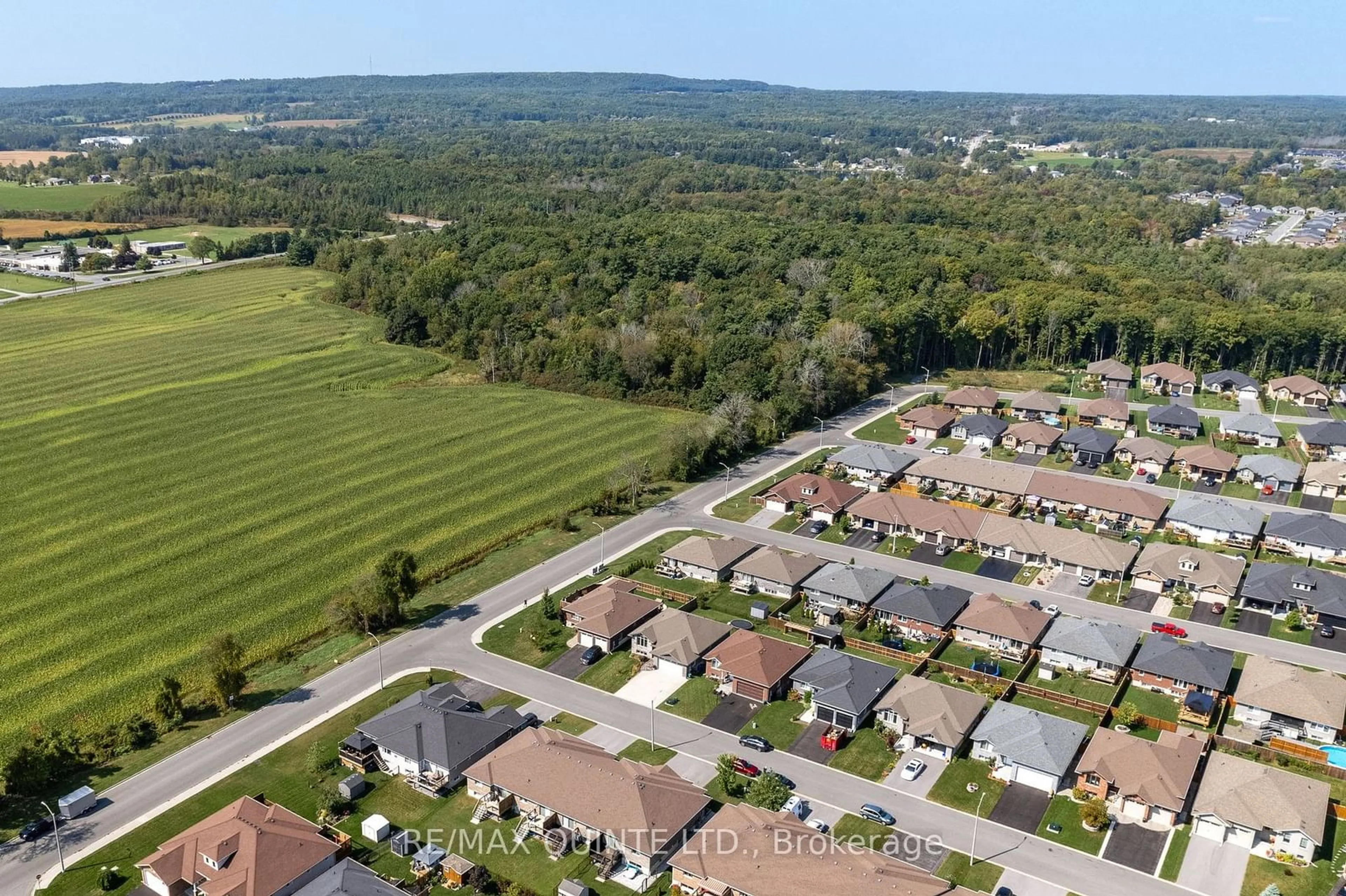 A pic from outside/outdoor area/front of a property/back of a property/a pic from drone, mountain view for 56 Mcintosh Cres, Quinte West Ontario K8V 0G1