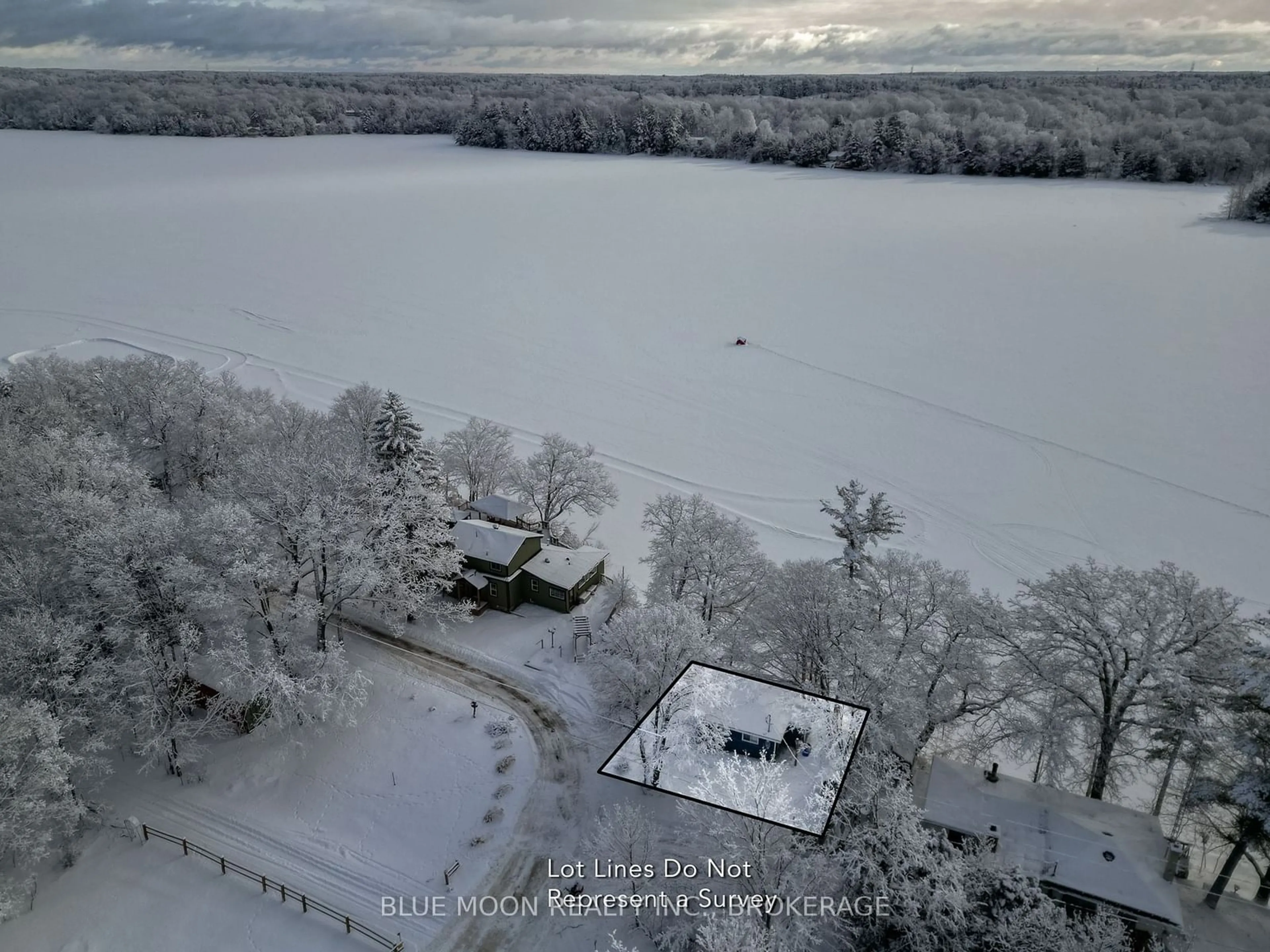 A pic from outside/outdoor area/front of a property/back of a property/a pic from drone, water/lake/river/ocean view for 1004 Masonville Lane, South Frontenac Ontario K0H 2W0