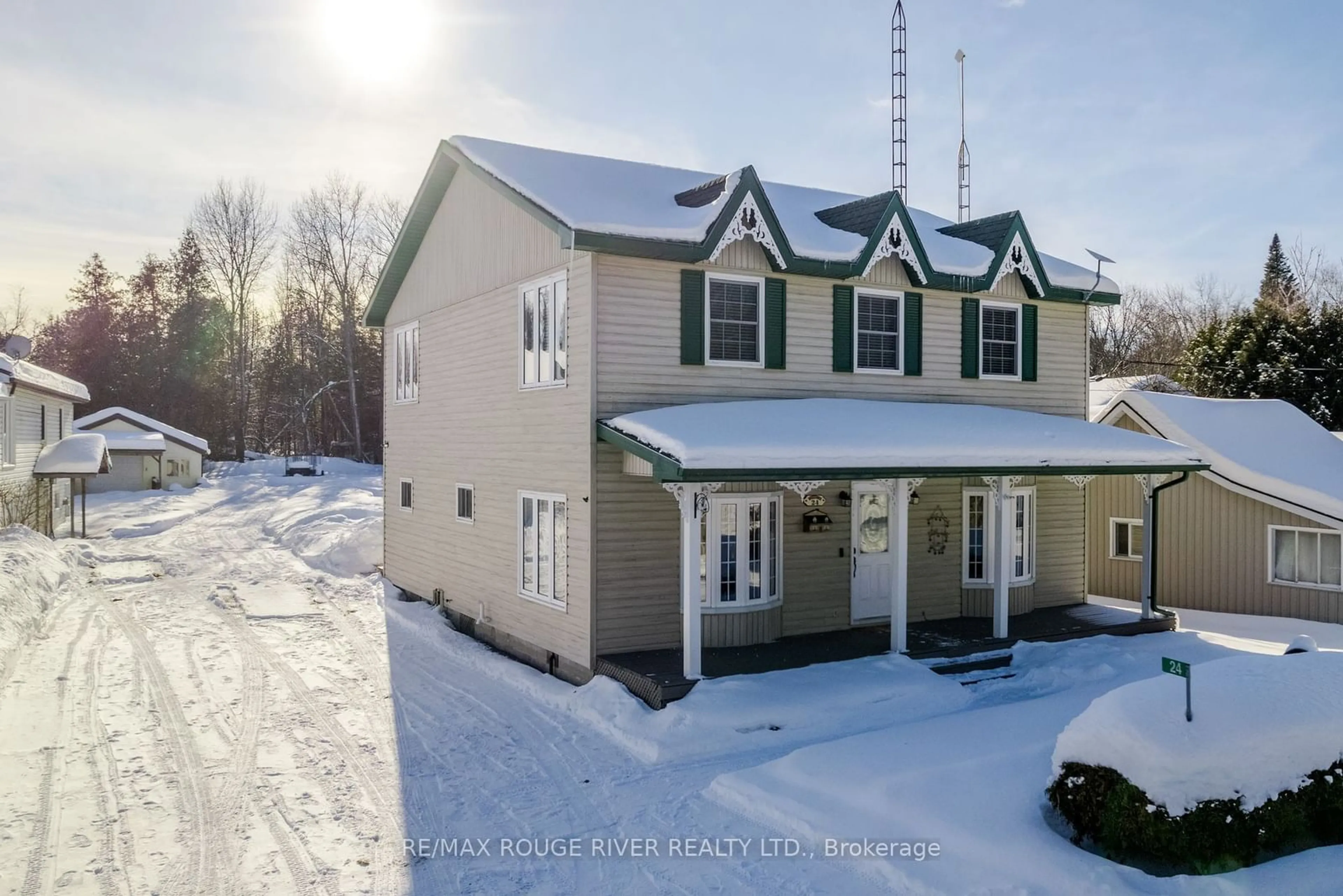 A pic from outside/outdoor area/front of a property/back of a property/a pic from drone, unknown for 24 Cedar Dale Dr, Kawartha Lakes Ontario K0M 2B0