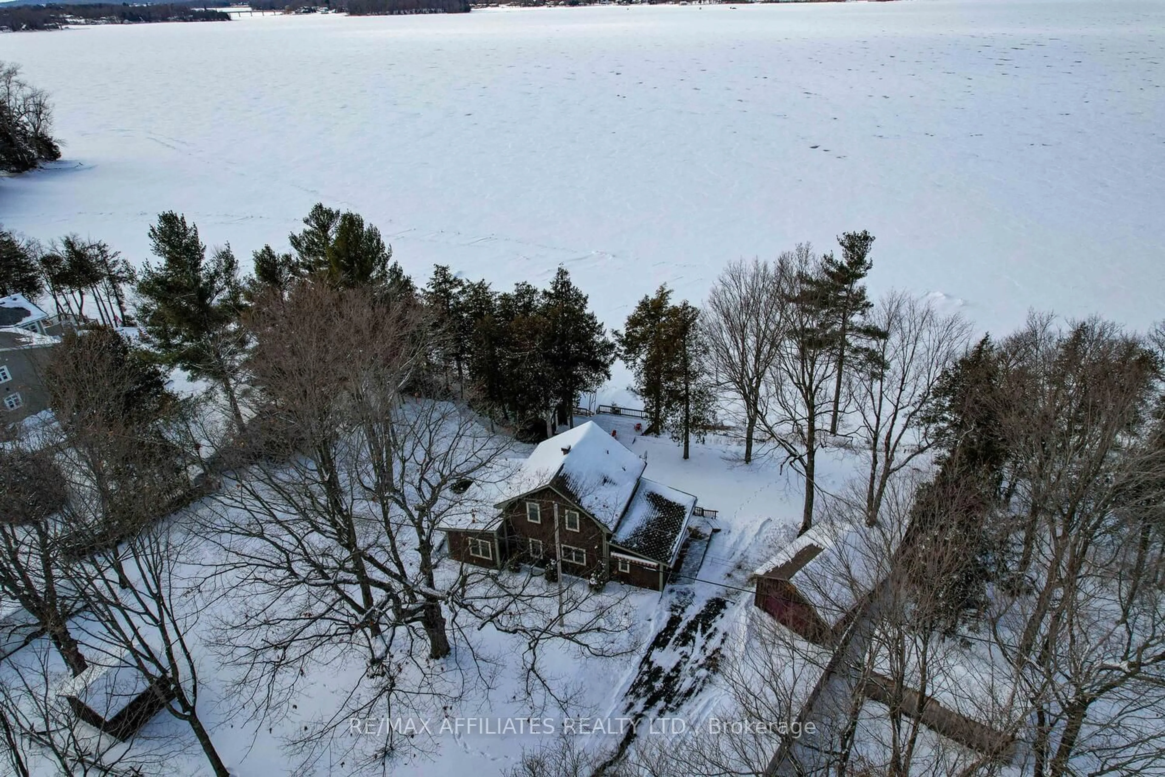 A pic from outside/outdoor area/front of a property/back of a property/a pic from drone, water/lake/river/ocean view for 54 R5 Rd, Rideau Lakes Ontario K0G 1L0