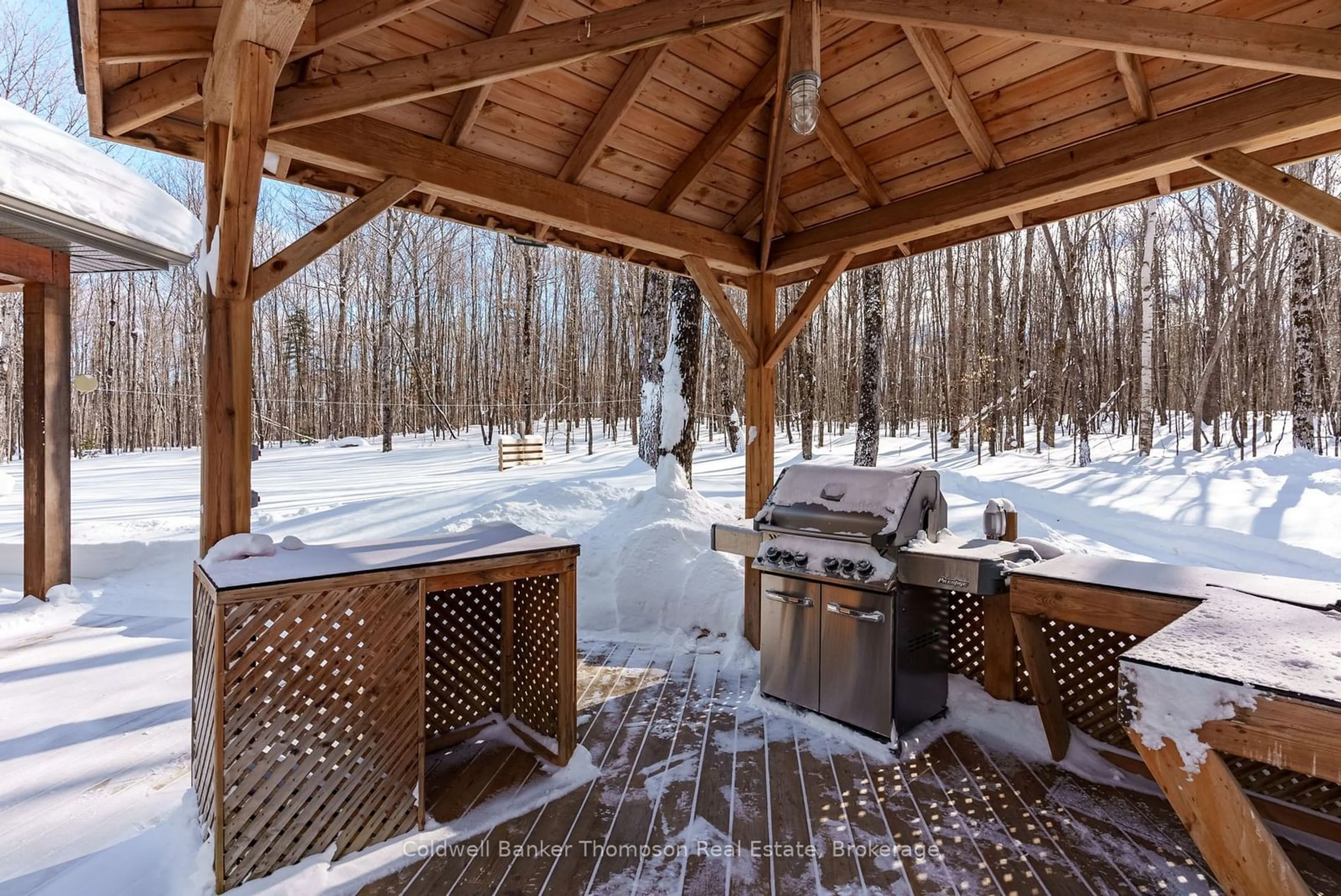 Patio, forest/trees view for 291 Mineral Springs Rd, Huntsville Ontario P1H 2N5